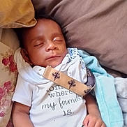 Ezekiel joined the competition — help win amazing prizes! baby, sleeping, pillow, blanket, white_shirt, infant, resting, peaceful, cozy, child, clothing, hand, bed, cushion, toddler, portrait, indoors, cute, face, relaxation
