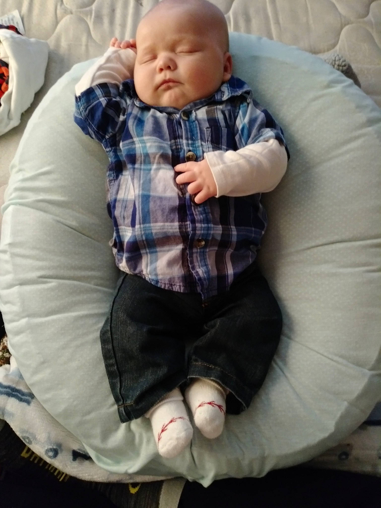 Sabastion joined the competition — help win amazing prizes! arm, baby, baby_in_car_seat, bean_bag, child, comfort, furniture, person, sitting, toddler