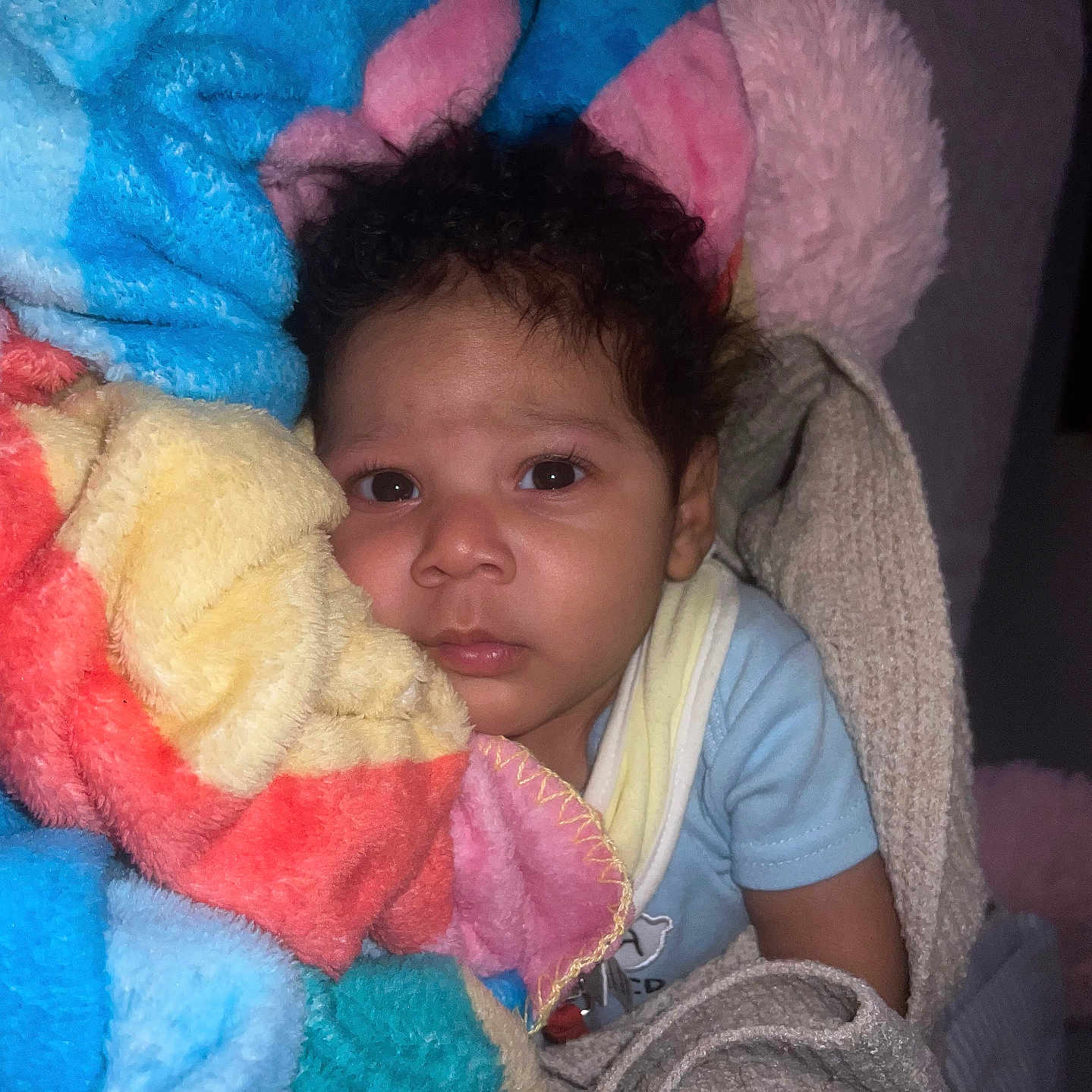 Eris is registered to the contest to win money with this photo: baby, blanket, bodypart, couch, cushion, doll, face, finger, furniture, hand, head, homedecor, laundry, newborn, person, photography, portrait, quilt, towel, toy