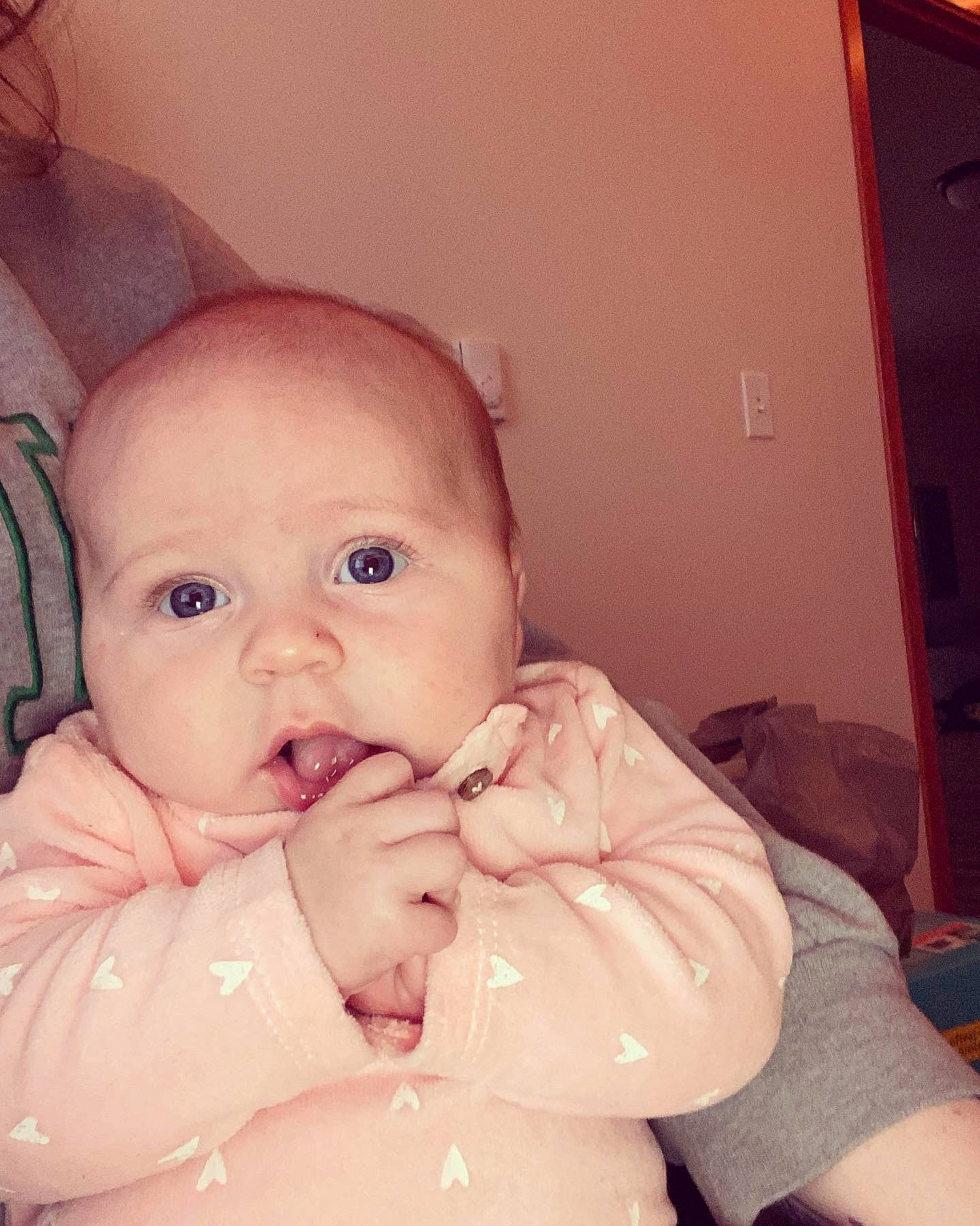 Pennelope joined the competition — help win amazing prizes! baby, baby_toddler_clothing, cheek, comfort, door, ear, eyelash, finger, gesture, hairstyle, happy, human_body, iris, lip, mouth, nose, person, skin, sleeve, thumb