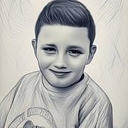 Evan participe au concours pour gagner de l'argent avec cette photo : artistic_filter, boy, casual_wear, child, clothing, cute, expression, face, hair, happy, head_and_shoulders, indoors, monochrome, person, portrait, sketch_style, smile, sweatshirt, tiger_graphic, young