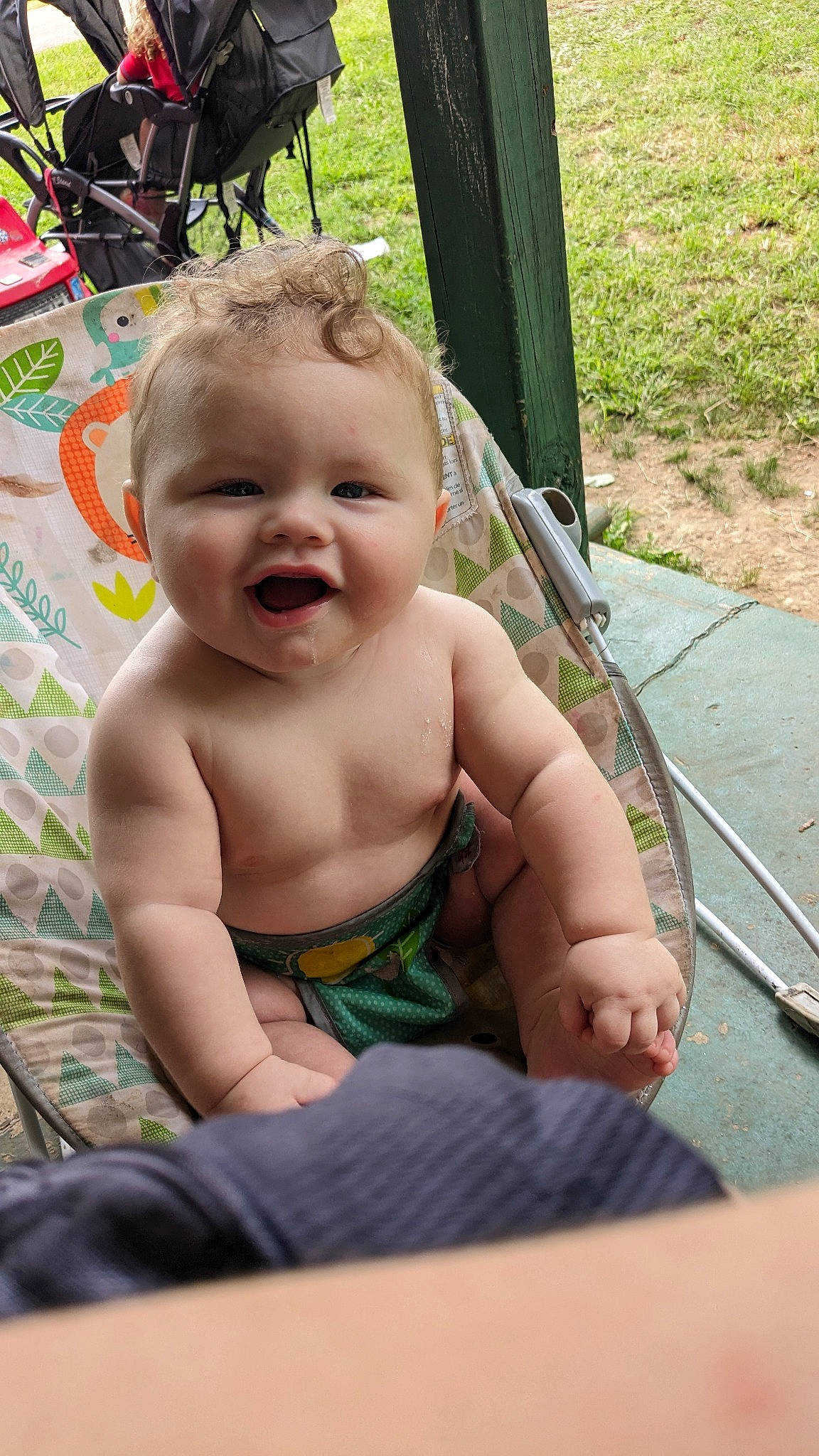 Christopher joined the competition — help win amazing prizes! baby, baby_toddler_clothing, barechested, cheek, chest, child, eye, finger, fun, grass, happy, head, leisure, person, plant, sitting, skin, smile, thigh, thumb