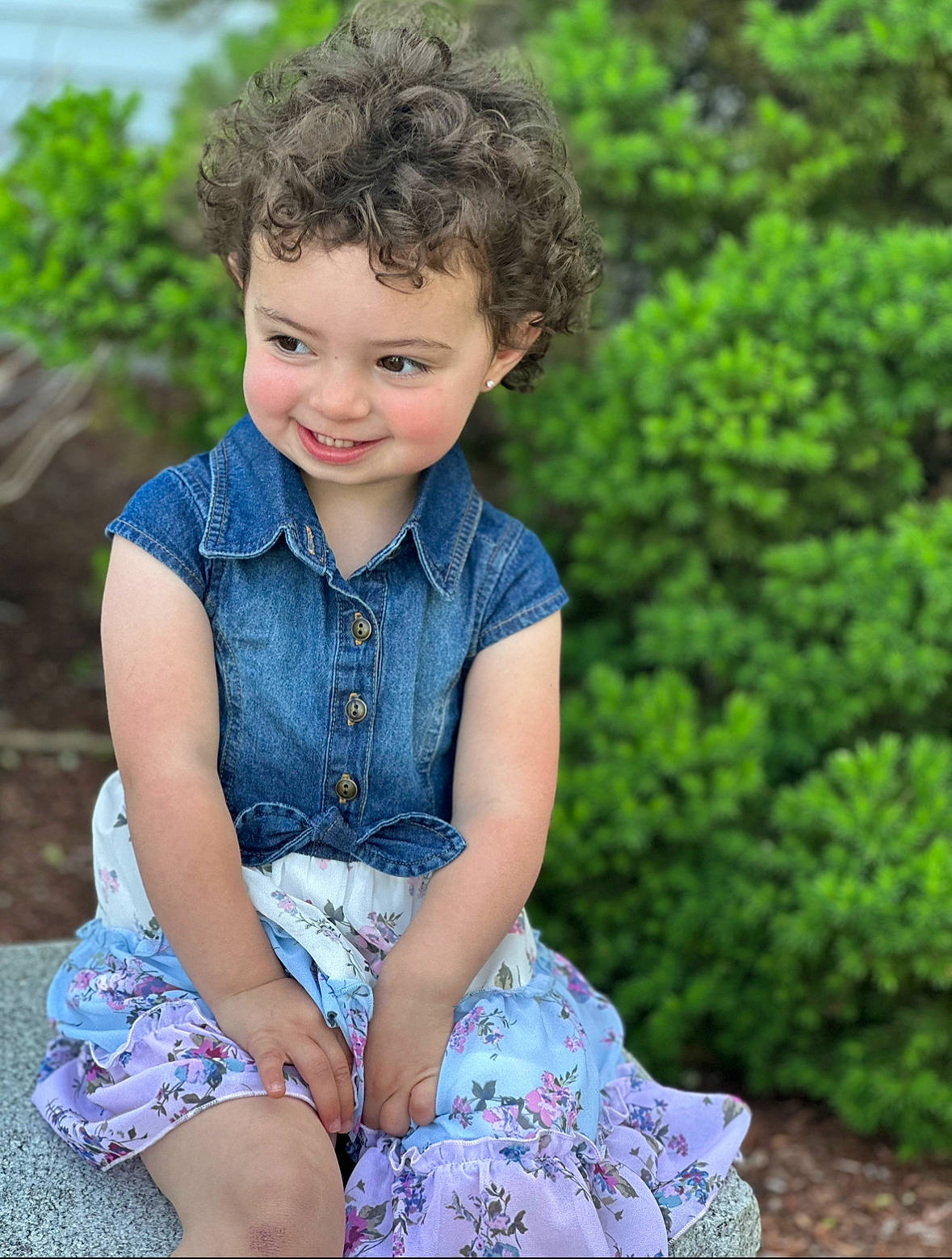 Isabelle joined the competition — help win amazing prizes! baby_toddler_clothing, beauty, child, clothing, day_dress, dress, electric_blue, eye, grass, hair, happy, iris, joy, pattern, people_in_nature, person, plant, sitting, skin, sleeve