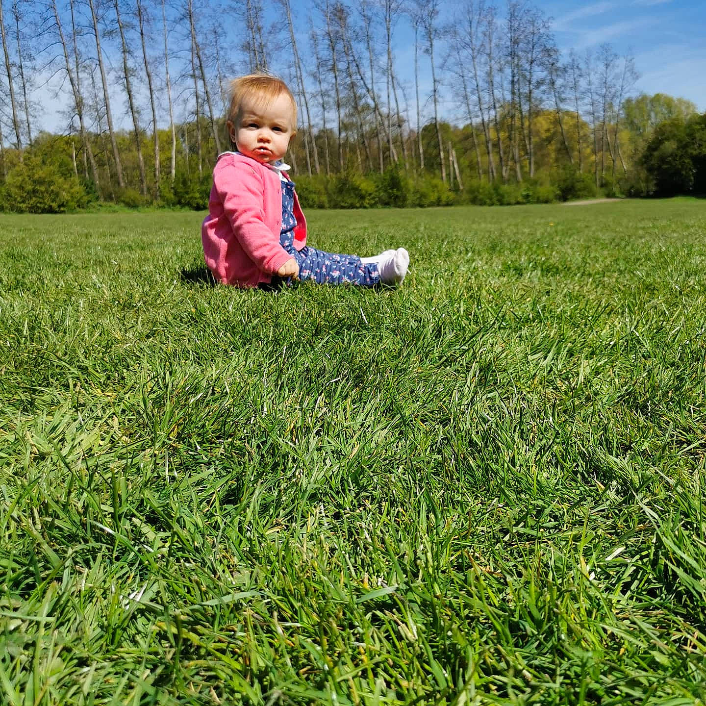 Hana a rejoint le concours — aidez-le/la à gagner de superbes lots ! baby, baby_toddler_clothing, cloud, flower, grass, grassland, groundcover, happy, landscape, lawn, meadow, natural_landscape, people_in_nature, person, plain, plant, prairie, sitting, sky, toddler