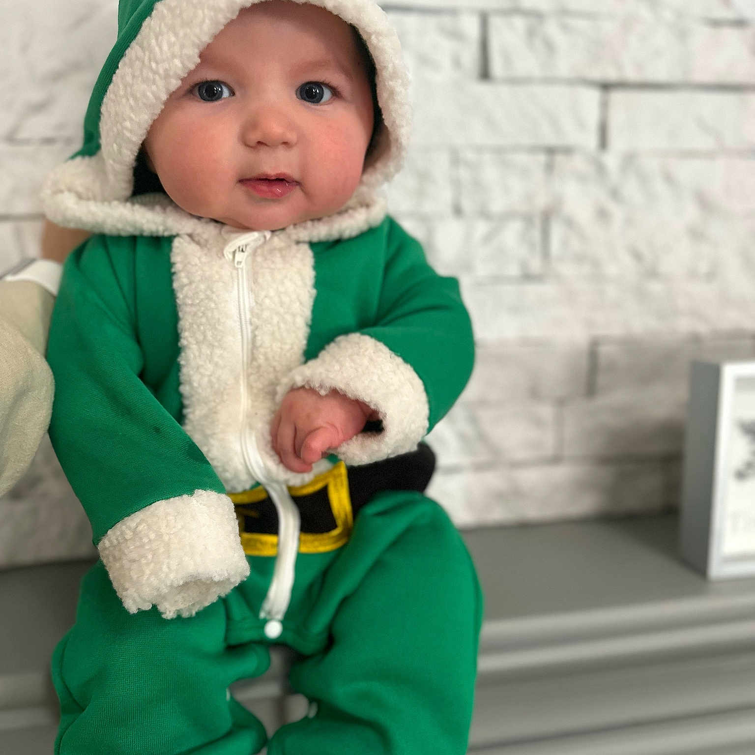 Greyson joined the competition — help win amazing prizes! baby, bodypart, bonnet, cap, clothing, coat, costume, face, glove, hat, head, hood, hoodie, jacket, knitwear, person, photography, portrait, sweater, sweatshirt
