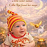 Callie Rae is registered to the contest to win money with this photo: baby, castle, cauldron, child, cute, deer, fantasy, fantasy_background, glowing_object, golden_snitch, hand, hat, magic, moon, outdoor, person, portrait, smiling, sparkles, striped_clothing