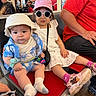 Ethan Mateo joined the competition — help win amazing prizes! child, baby, toddler, girl, hat, sunglasses, dress, shirt, socks, shoes, bench, indoor, people, waiting, haircut, barbershop, casual, cute, fashion, accessory