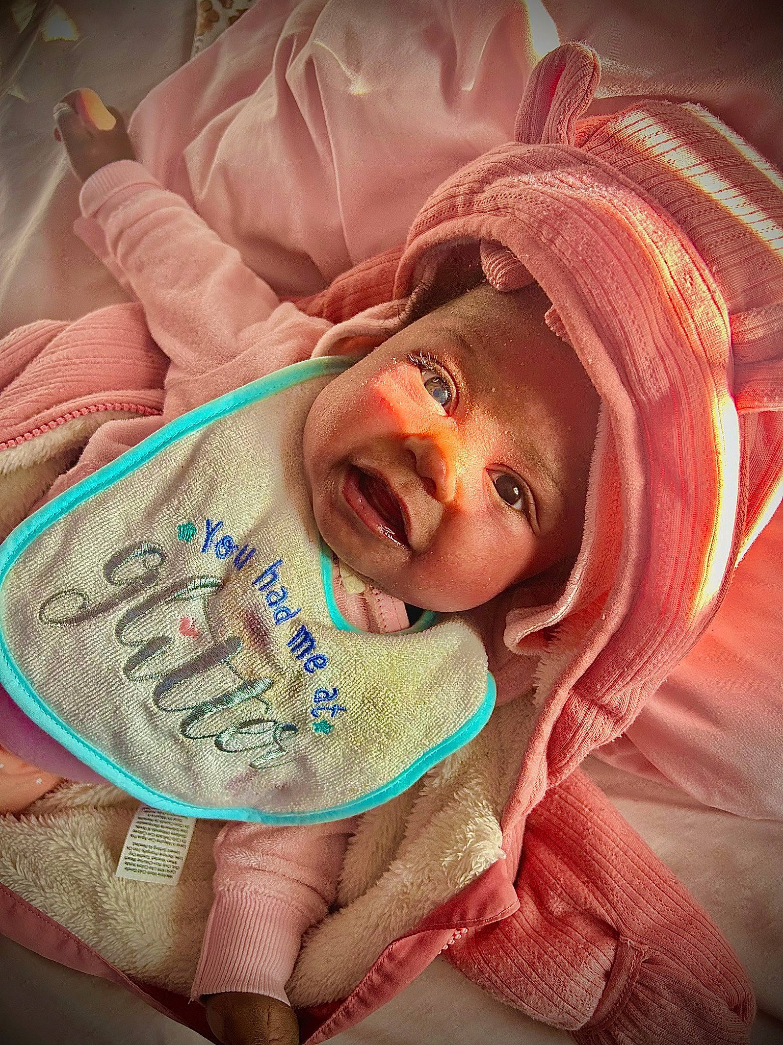 Dior joined the competition — help win amazing prizes! baby, baby_products, baby_toddler_clothing, cheek, child, eyebrow, face, flesh, happy, hat, headwear, human_body, linens, mouth, nose, person, skin, smile, textile, thumb