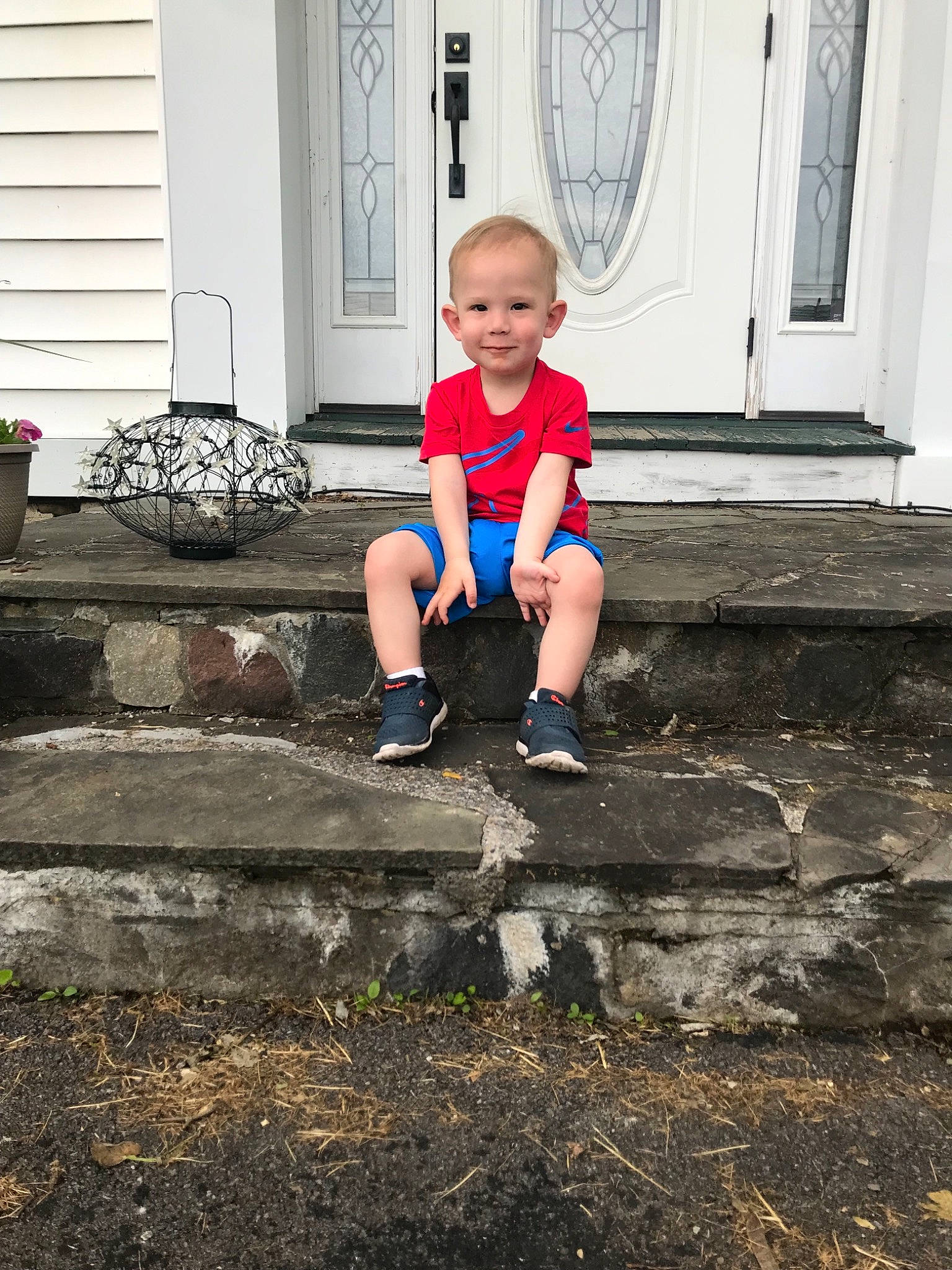 Brent is registered to the contest to win money with this photo: backyard, child, family, fun, grass, home, house, joy, leg, people, person, photograph, play, rock, smile, soil, summer, toddler, tree, vacation