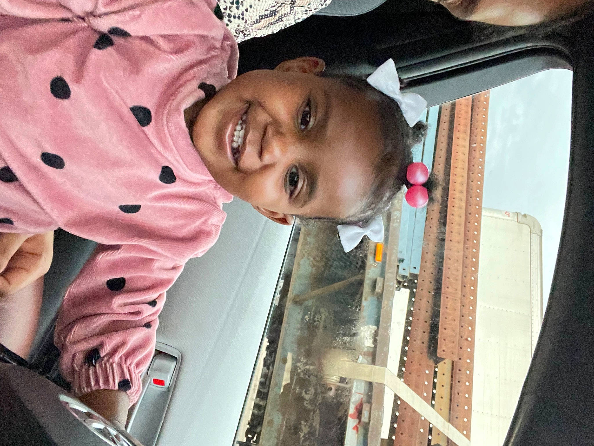 Bella joined the competition — help win amazing prizes! automotive_lighting, baby_toddler_clothing, beauty, child, eye, fun, happy, hat, human, joy, lip, mouth, nose, organ, people, person, pink, skin, smile, toddler