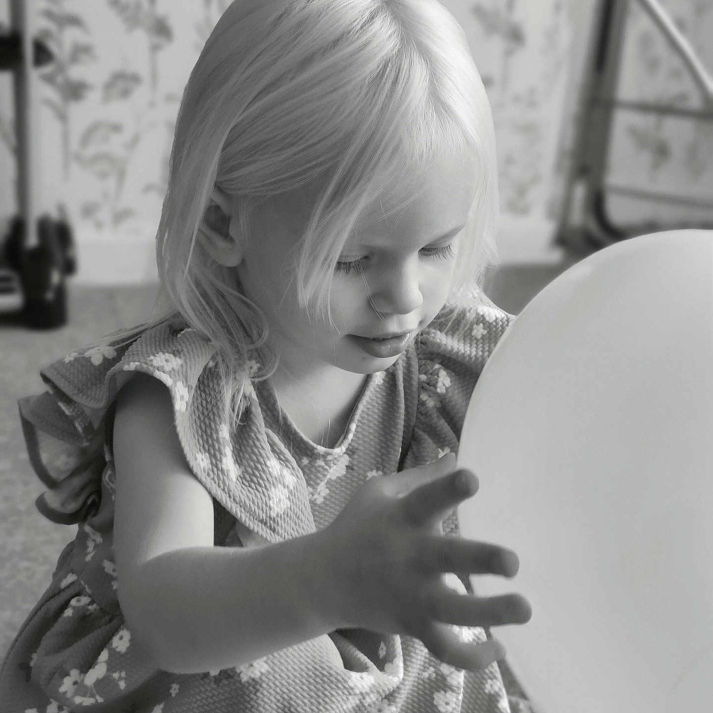 Aniela joined the competition — help win amazing prizes! balloon, blonde, bodypart, child, clothing, dress, face, female, finger, girl, hair, hand, happy, head, person, photography, portrait, sitting, smile, sphere