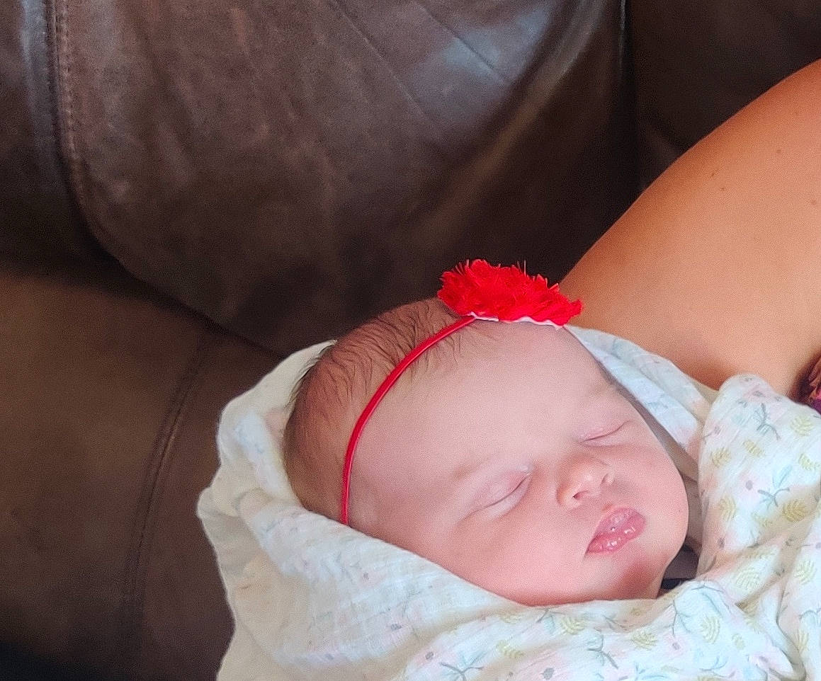 Ivy joined the competition — help win amazing prizes! arm, baby, baby_sleeping, birth, cheek, child, fashion_accessory, finger, flesh, hair_accessory, hand, headband, headgear, lip, nap, person, photography, red, skin, sleep