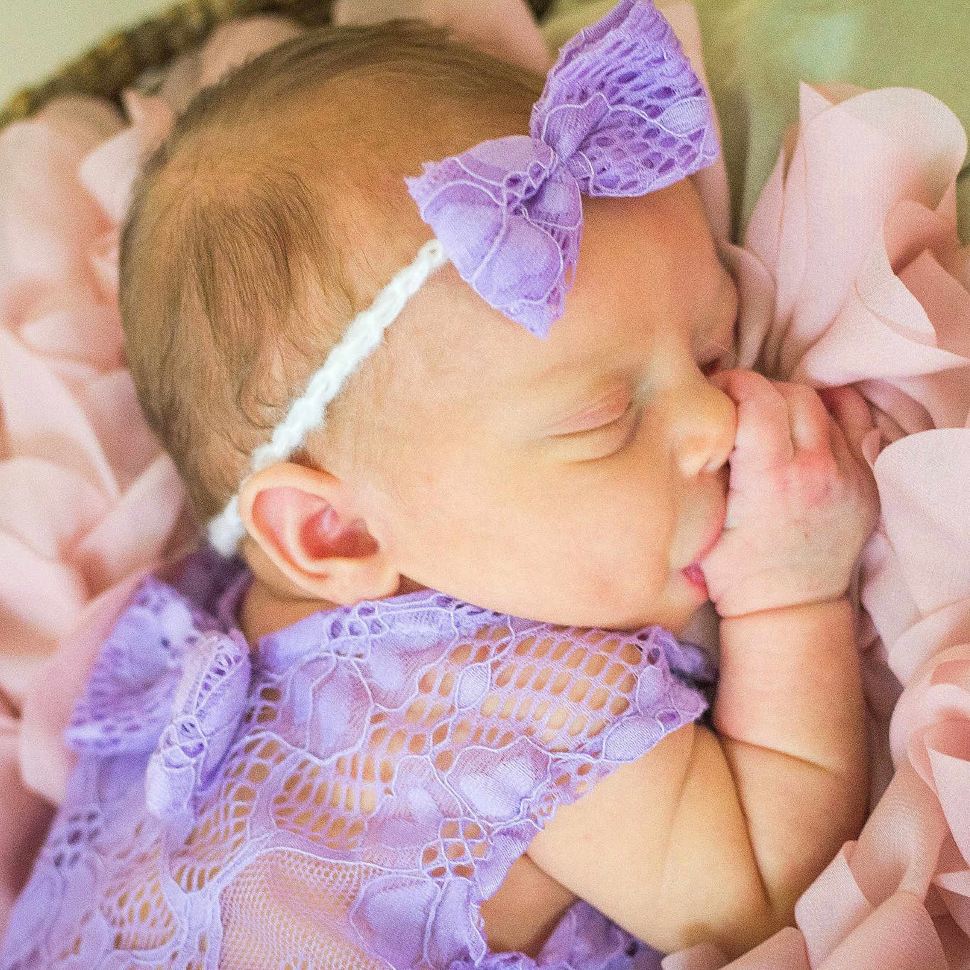 Emalyn is registered to the contest to win money with this photo: baby, baby_sleeping, birth, cheek, child, fashion_accessory, hair_accessory, head, headband, headgear, headpiece, lavender, lilac, photograph, pink, product, purple, skin, sleep, toddler