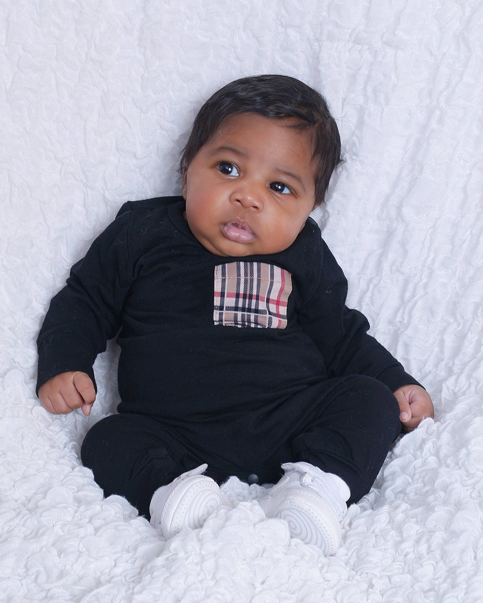 Ja'Cari joined the competition — help win amazing prizes! baby, baby_toddler_clothing, cheek, child, circle, collar, comfort, flash_photography, happy, pattern, person, portrait_photography, sitting, skin, sleeve, toddler, winter