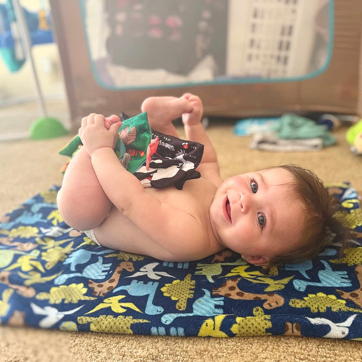 Oakley is registered to the contest to win money with this photo: baby, boy, child, clothing, cushion, diaper, face, footwear, happy, head, homedecor, male, mat, newborn, person, photography, portrait, quilt, shoe, toy