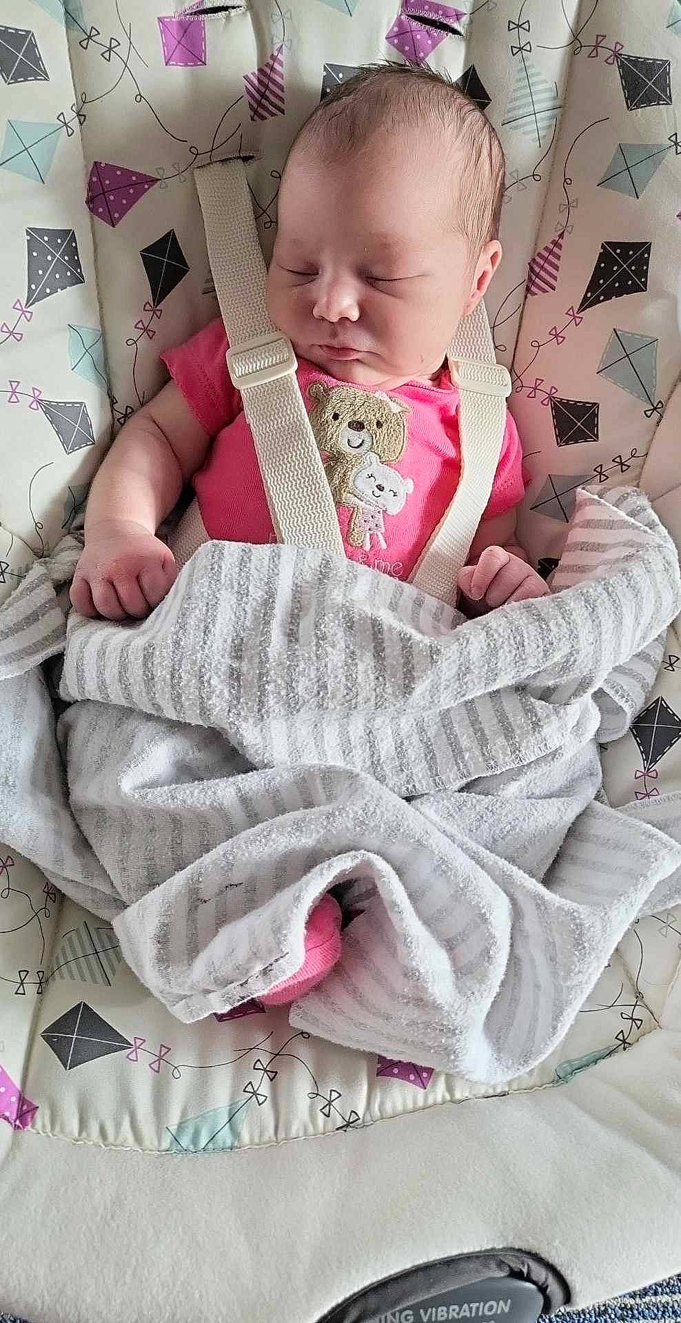 Gabriella joined the competition — help win amazing prizes! arm, baby, baby_sleeping, baby_toddler_clothing, cheek, comfort, eye, eyelash, face, hand, head, linens, lip, mouth, person, pink, product, skin, sleeve, textile