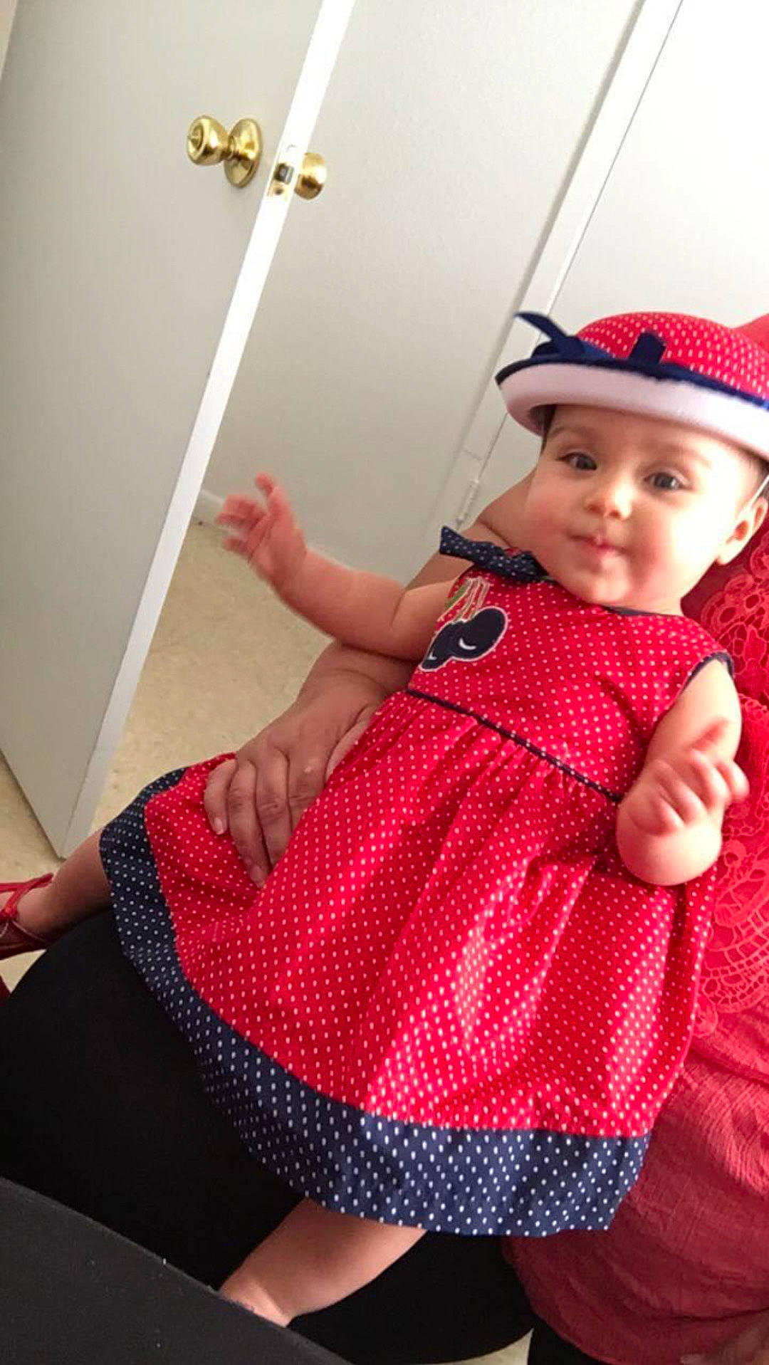 Jolene joined the competition — help win amazing prizes! baby, baby_toddler_clothing, cap, dress, elbow, finger, hat, headwear, human_body, joint, knee, lip, neck, person, pink, shoulder, skin, sleeve, standing, thigh