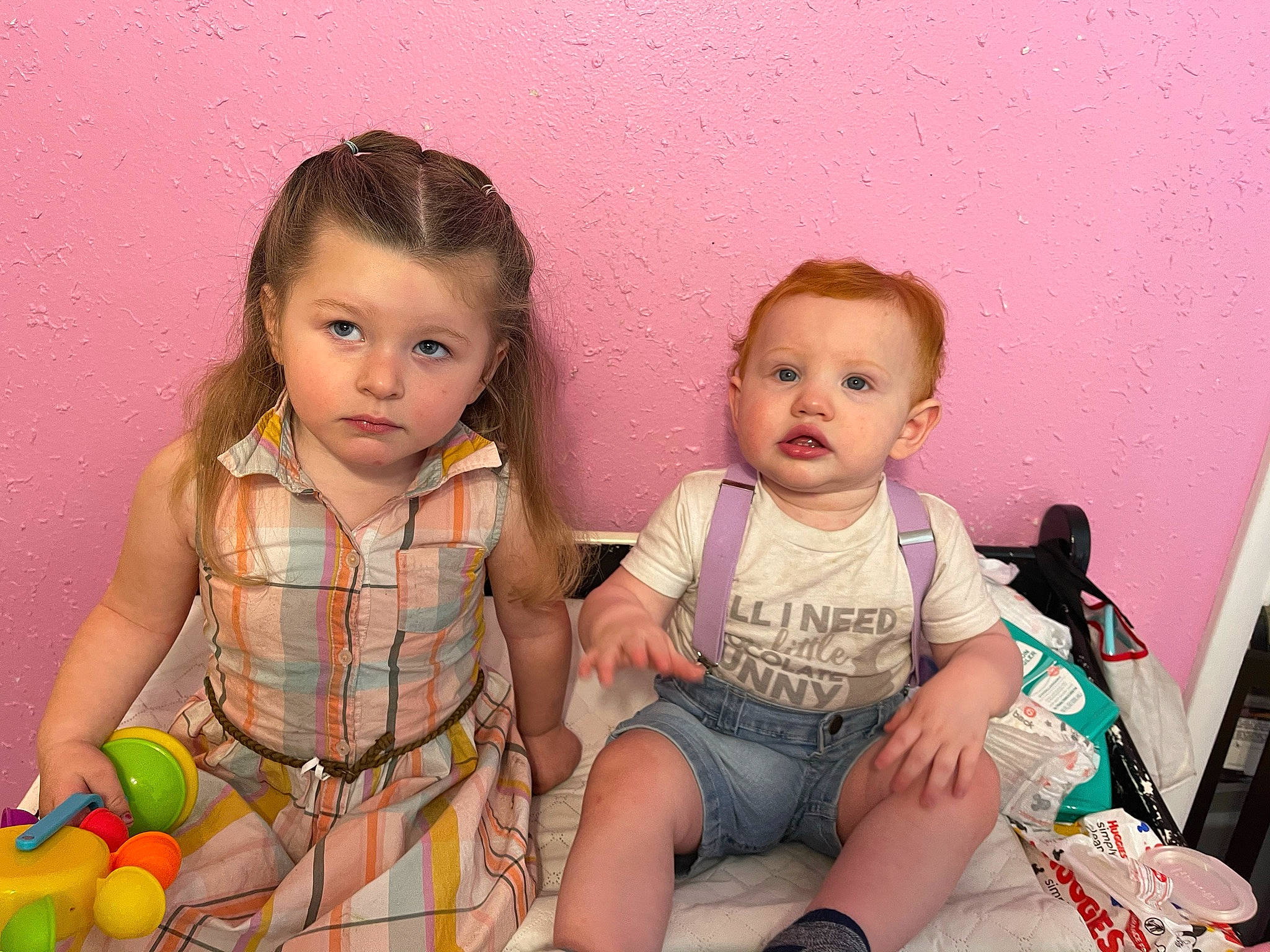 Liam joined the competition — help win amazing prizes! baby, baby_toddler_clothing, cheek, child, doll, event, eye, fun, happy, iris, joint, leisure, pattern, person, pink, sitting, skin, t_shirt, thigh, toddler