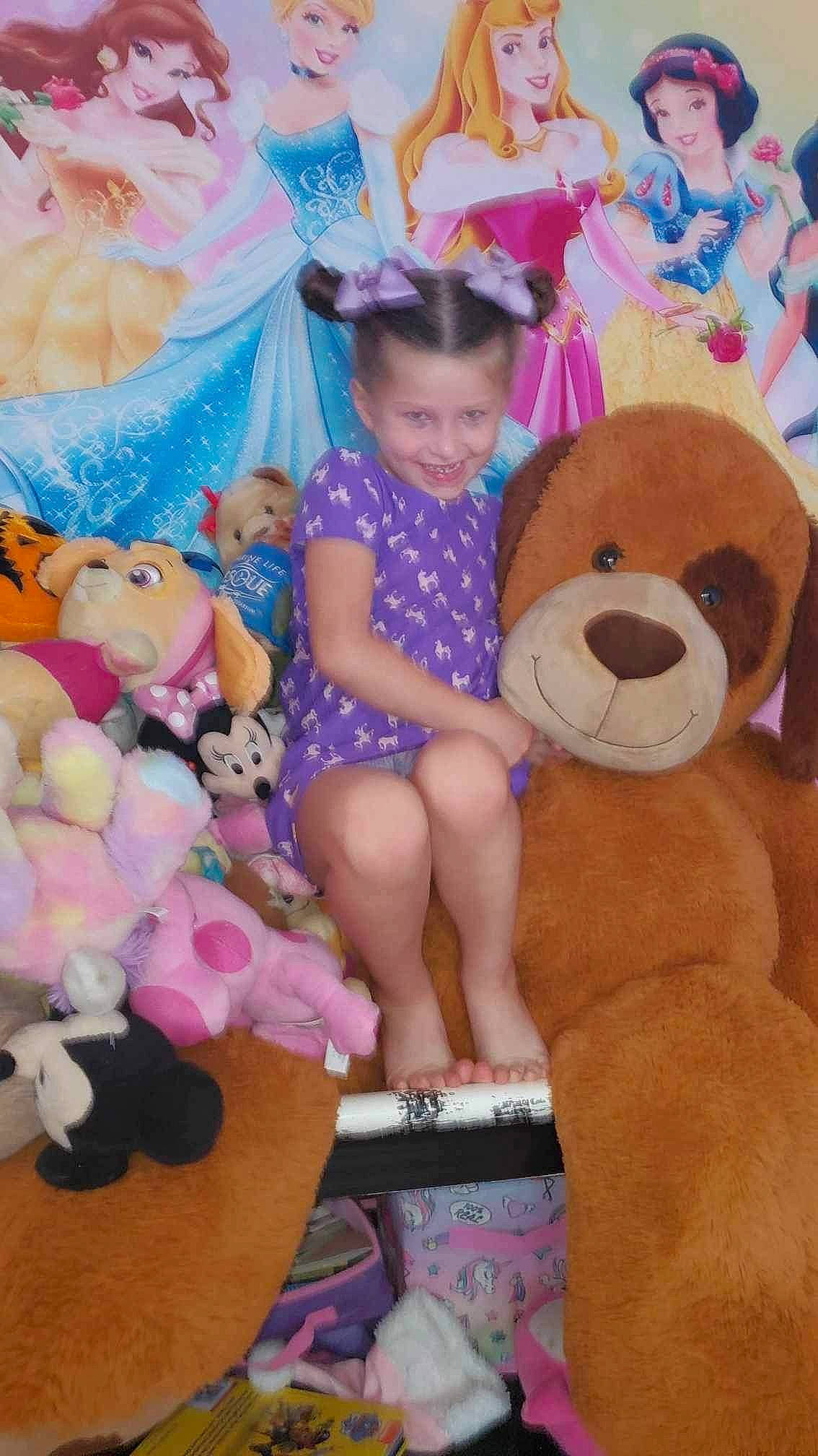 Addilynn is registered to the contest to win money with this photo: baby_toddler_clothing, child, event, fun, happy, hat, joy, leisure, magenta, party_supply, person, pink, plush, shorts, skin, smile, stuffed_toy, teddy_bear, textile, thigh
