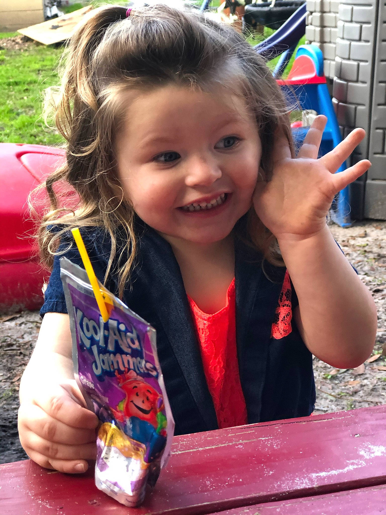 Addilynn joined the competition — help win amazing prizes! child, event, face, finger, fun, grass, hairstyle, happy, head, joy, leisure, party, person, pink, play, public_space, recreation, smile, sweetness, toddler