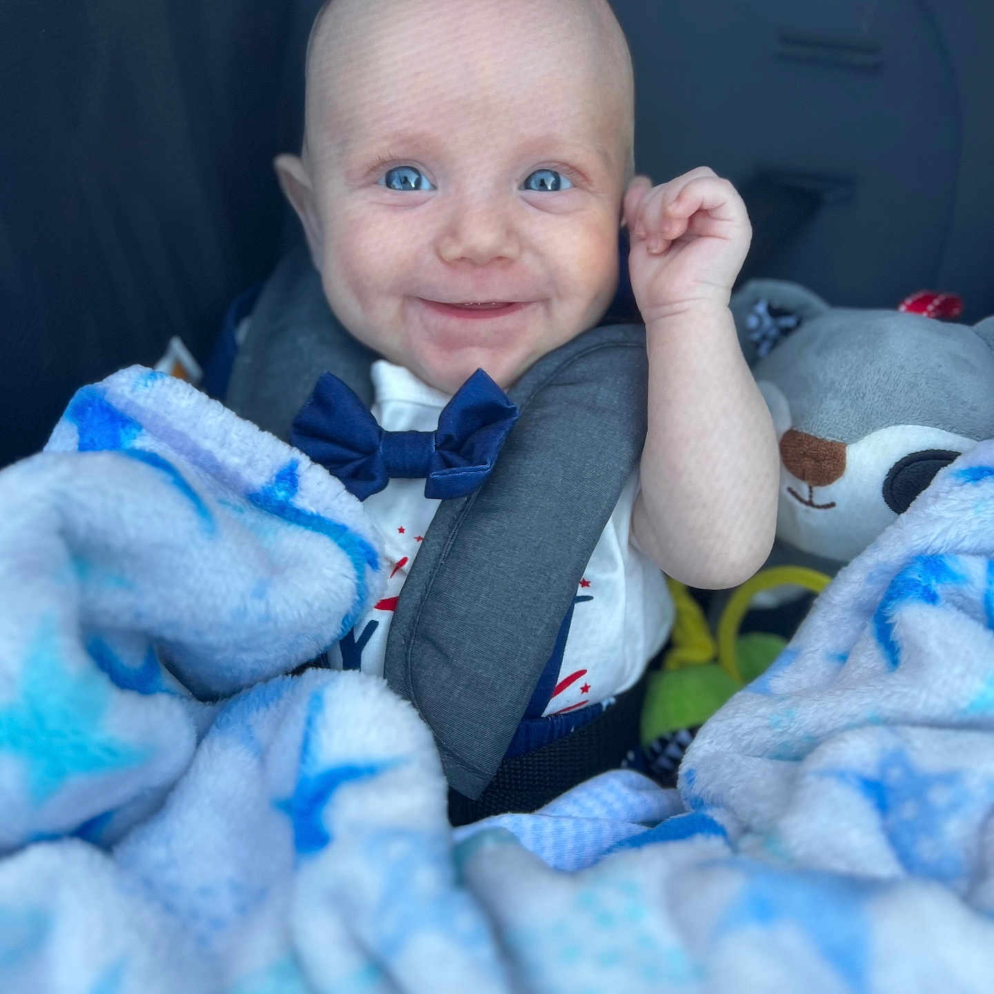 Lincoln Jordyn is registered to the contest to win money with this photo: accessories, baby, ball, blanket, clothing, coat, cushion, face, formalwear, happy, head, homedecor, jacket, pants, person, photography, portrait, quilt, smile, tie