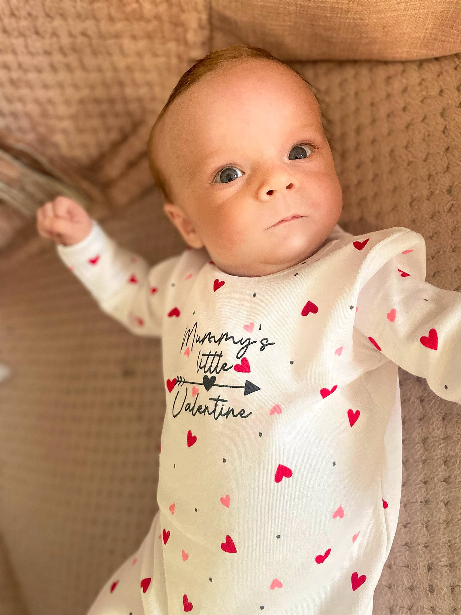 Owen joined the competition — help win amazing prizes! baby, baby_toddler_clothing, cheek, child, chin, clothing, collar, comfort, face, facial_expression, head, linens, lip, neck, nose, outerwear, pattern, person, skin, sleeve