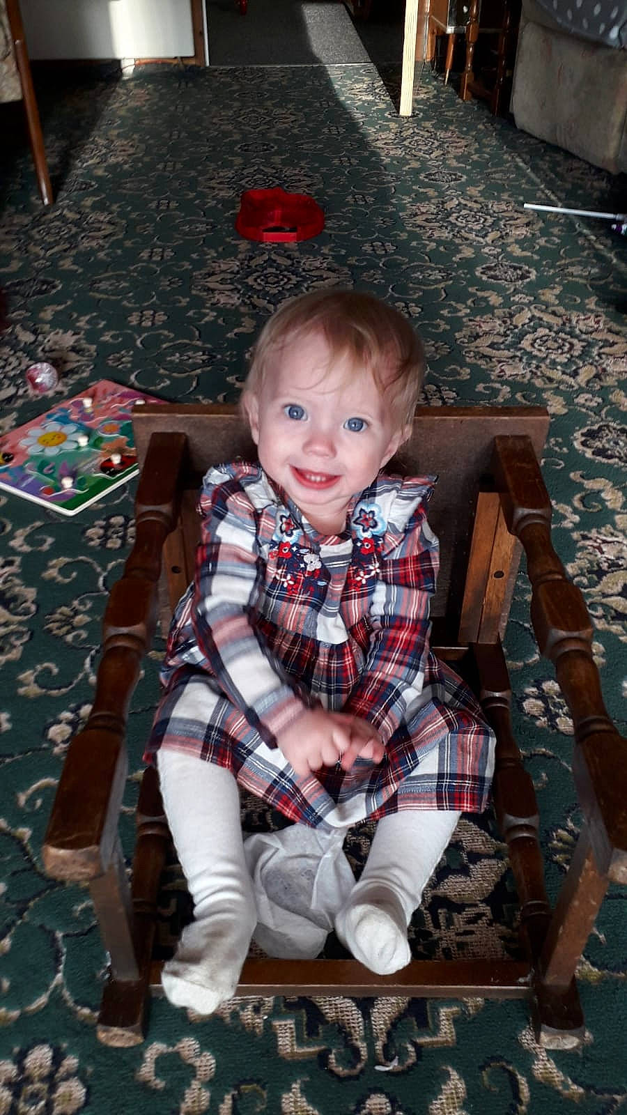 Paige Edworthy Todd joined the competition — help win amazing prizes! baby, child, design, joy, pattern, person, plaid, sitting, tartan, textile, toddler