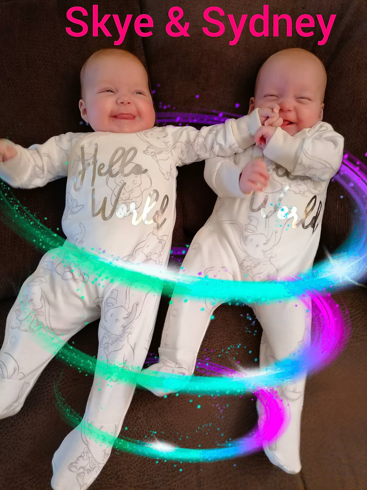 Skye And Sydney is registered to the contest to win money with this photo: baby, baby_toddler_clothing, child, fun, happy, person, photo_caption, pink, play, product, smile, toddler
