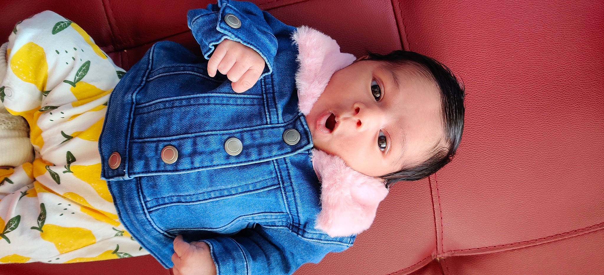 Saanvi joined the competition — help win amazing prizes! arm, baby, baby_toddler_clothing, blue, cheek, clothing, collar, comfort, eye, finger, human_body, leg, lip, mammal, mouth, nose, organ, person, skin, sleeve