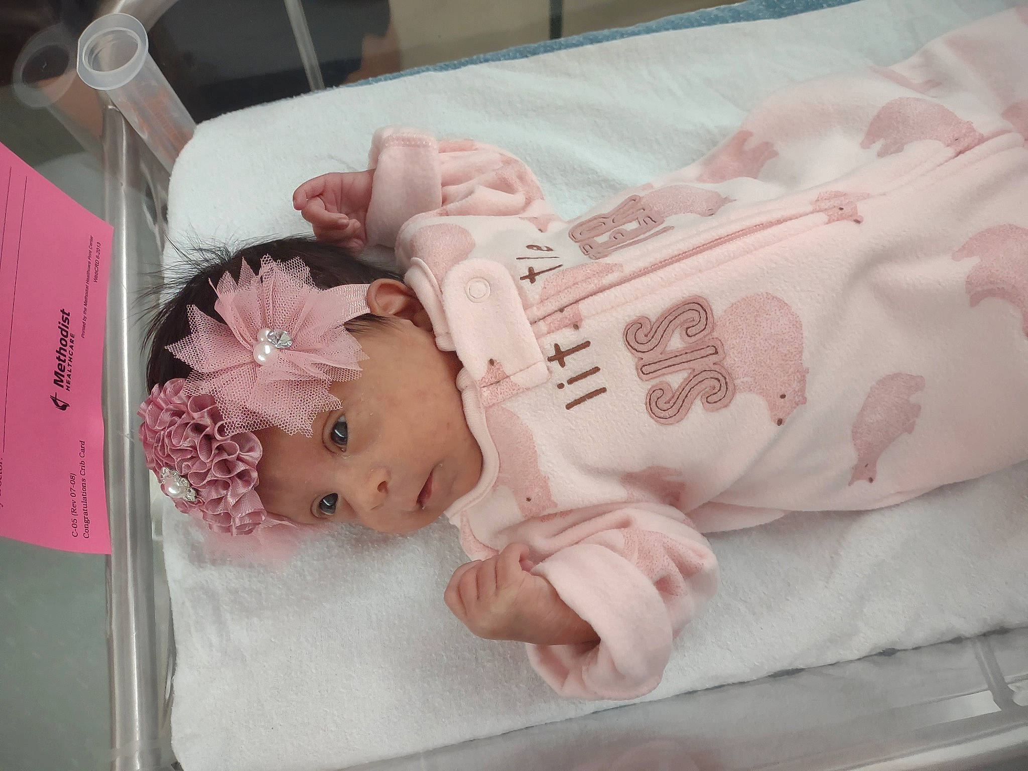 Faith joined the competition — help win amazing prizes! baby, baby_products, baby_toddler_clothing, child, eyelash, handwriting, headwear, linens, peach, person, petal, pink, room, skin, textile, toddler