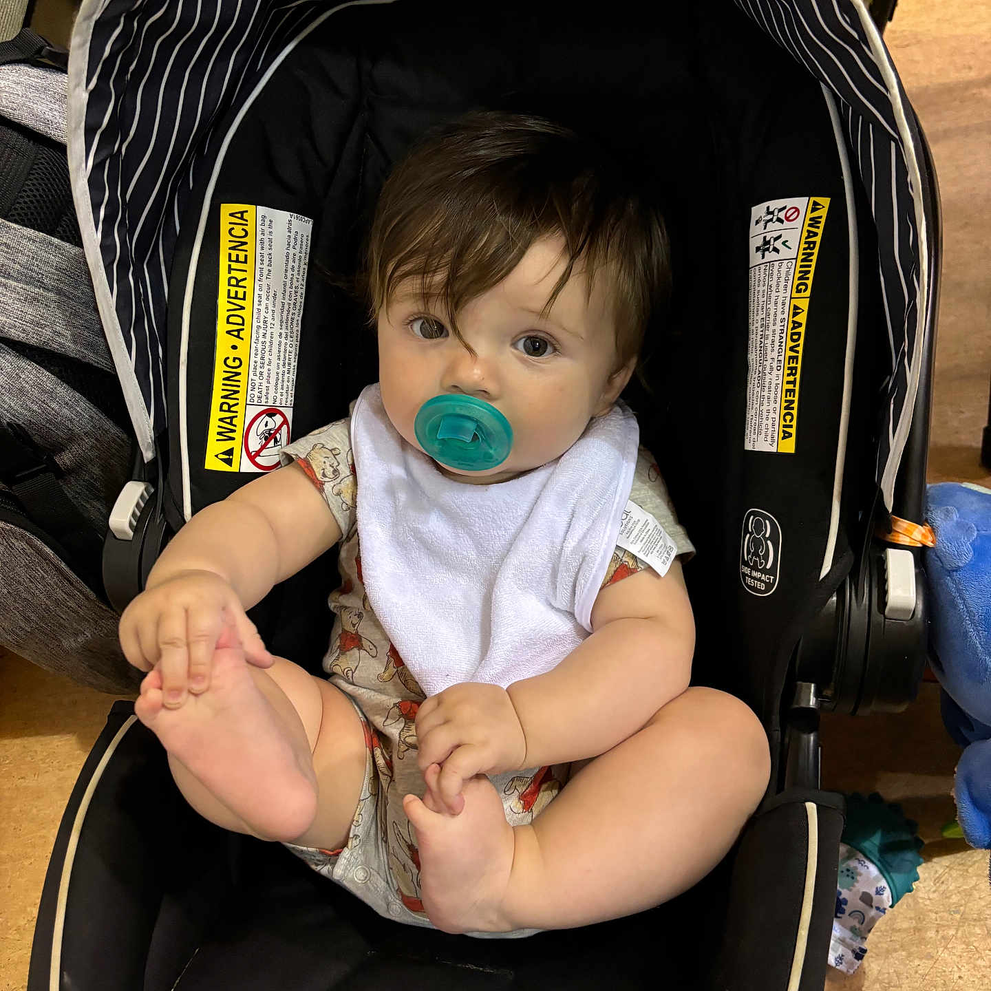 Landon joined the competition — help win amazing prizes! accessories, baby, bed, bodypart, car, car_interior, carseat, clothing, face, finger, furniture, hand, hat, head, person, photography, portrait, stroller, transportation, vehicle