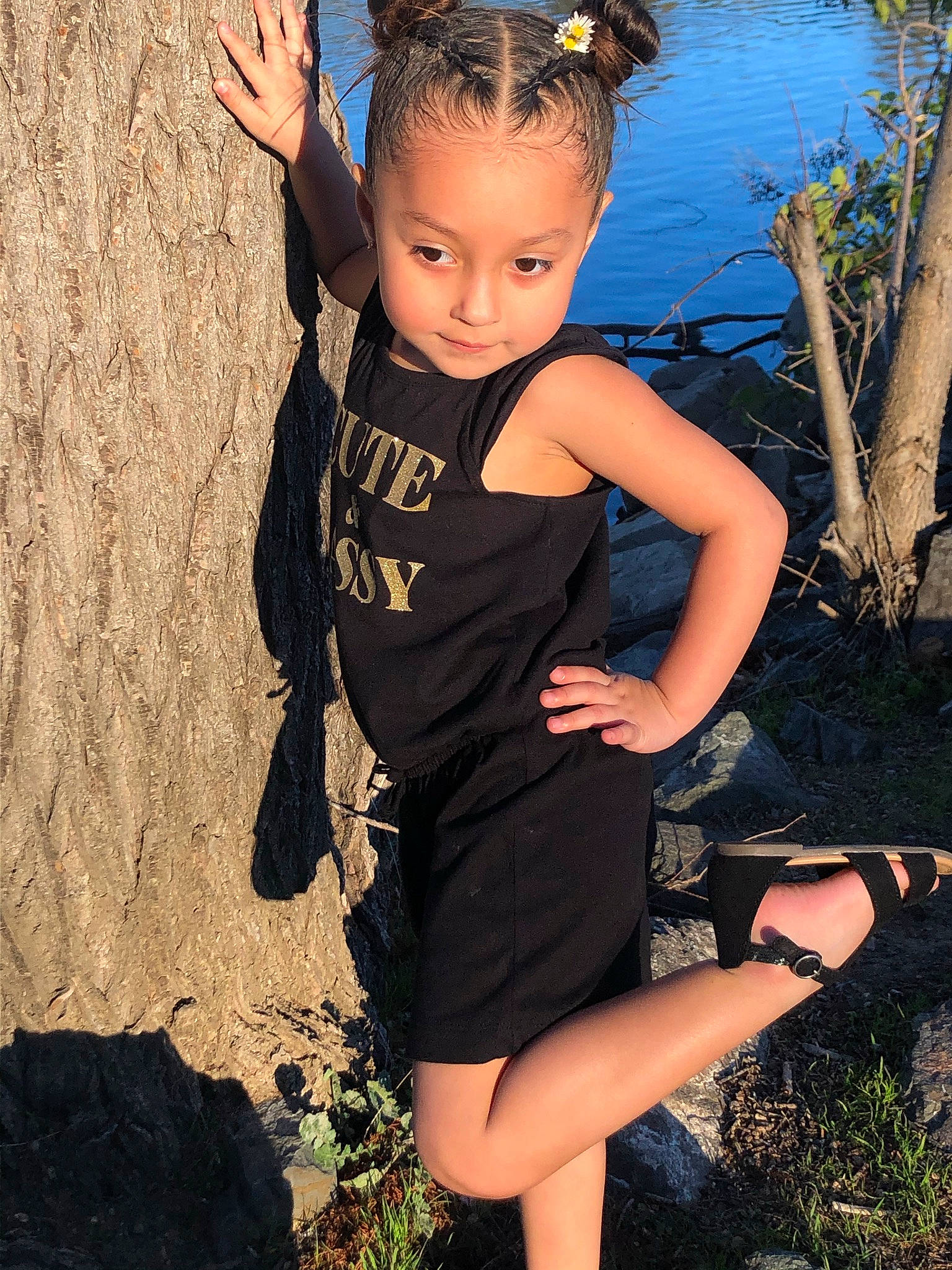 Johanna is registered to the contest to win money with this photo: black_hair, day_dress, dress, facial_expression, flash_photography, gesture, grass, happy, leg, long_hair, neck, one_piece_garment, people_in_nature, person, plant, shoulder, skin, summer, sunlight, thigh