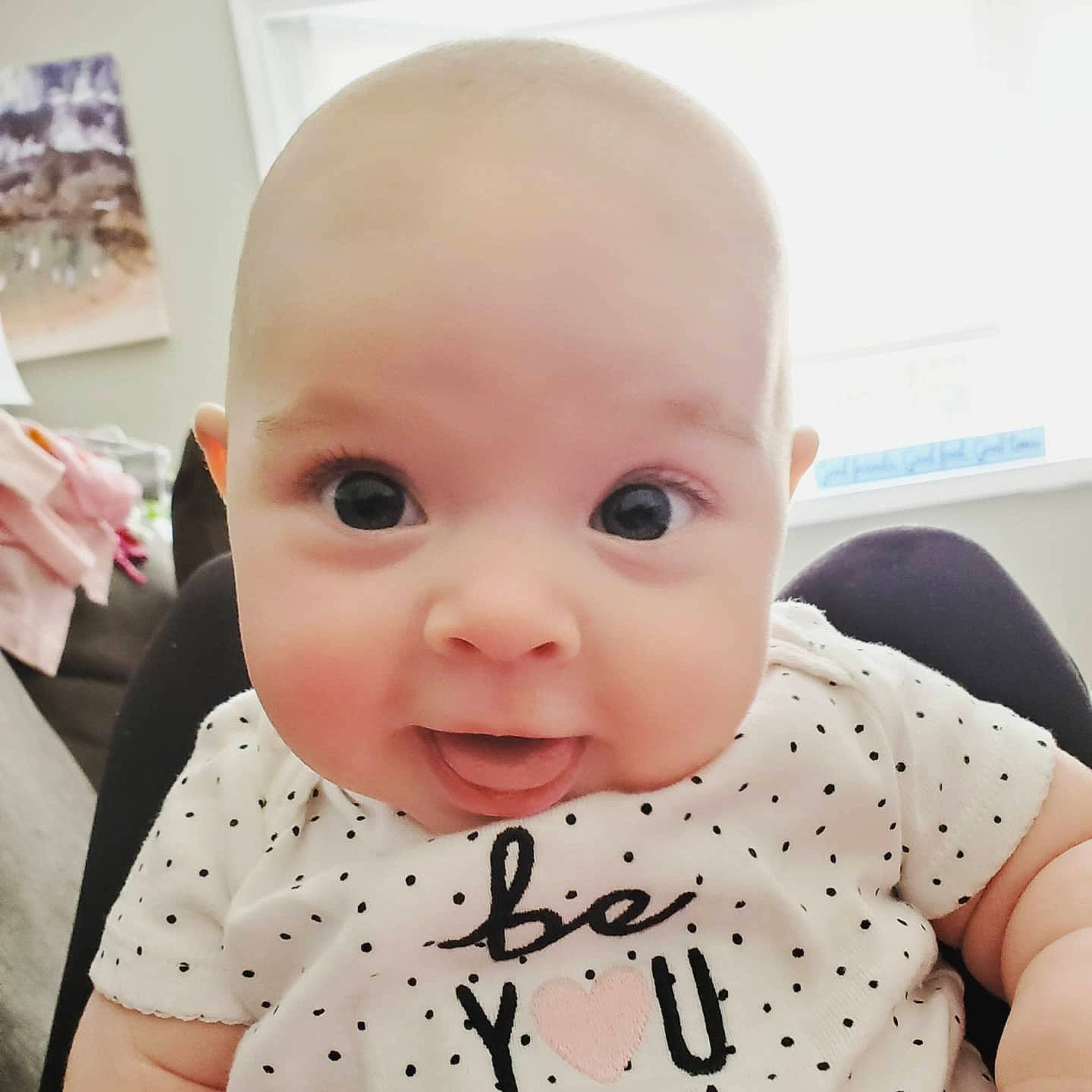 Kaelyn is registered to the contest to win money with this photo: baby, baby_making_funny_faces, cheek, child, ear, eye, face, forehead, head, lip, mouth, nose, person, selfie, skin, smile, toddler