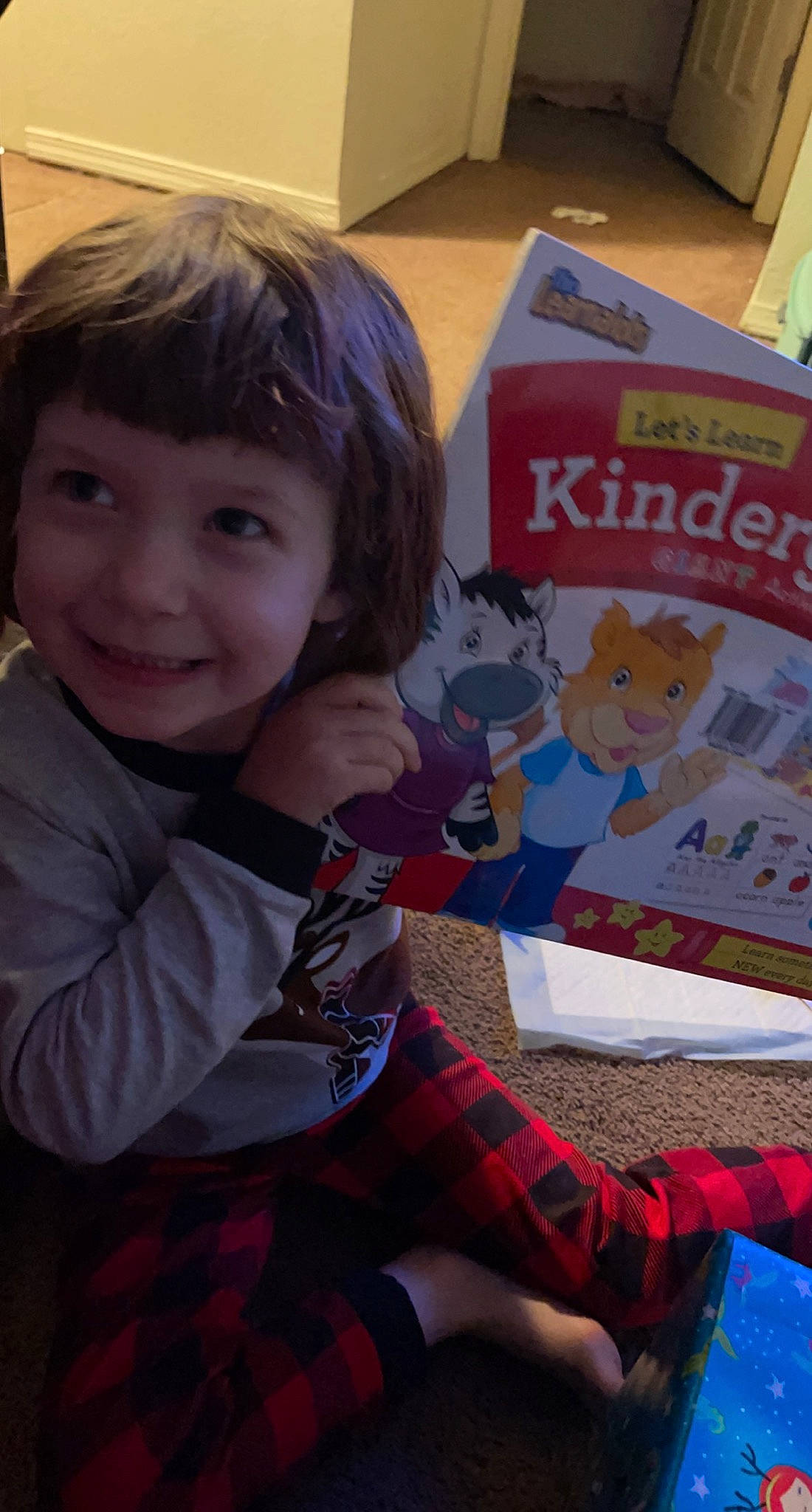 Amia joined the competition — help win amazing prizes! bangs, box, carton, child, fun, joy, lap, linens, mammal, pattern, person, plaid, play, room, sitting, sleeve, smile, sock, tartan, textile