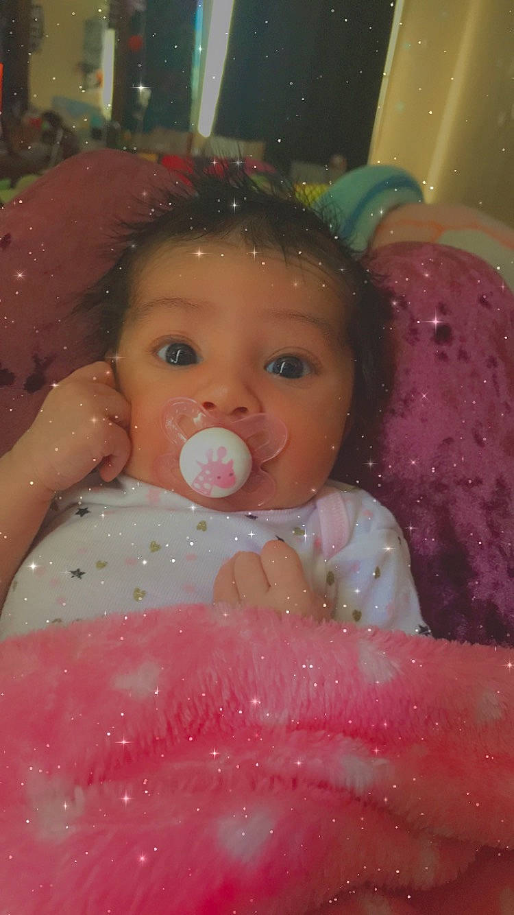 Makiah joined the competition — help win amazing prizes! baby, baby_products, cheek, child, eye, face, fun, head, iris, lip, mouth, nose, person, pink, product, skin, smile, toddler