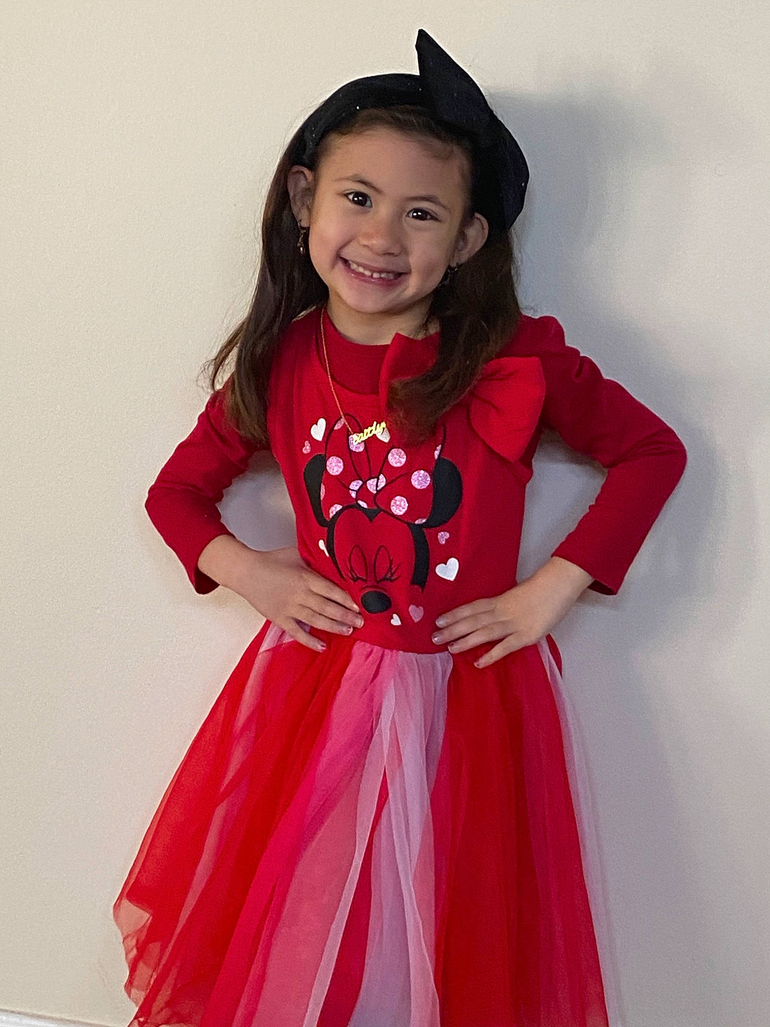 Caitlyn is registered to the contest to win money with this photo: child, child_model, clothing, costume, dress, joy, outerwear, person, pink, red, smile, toddler