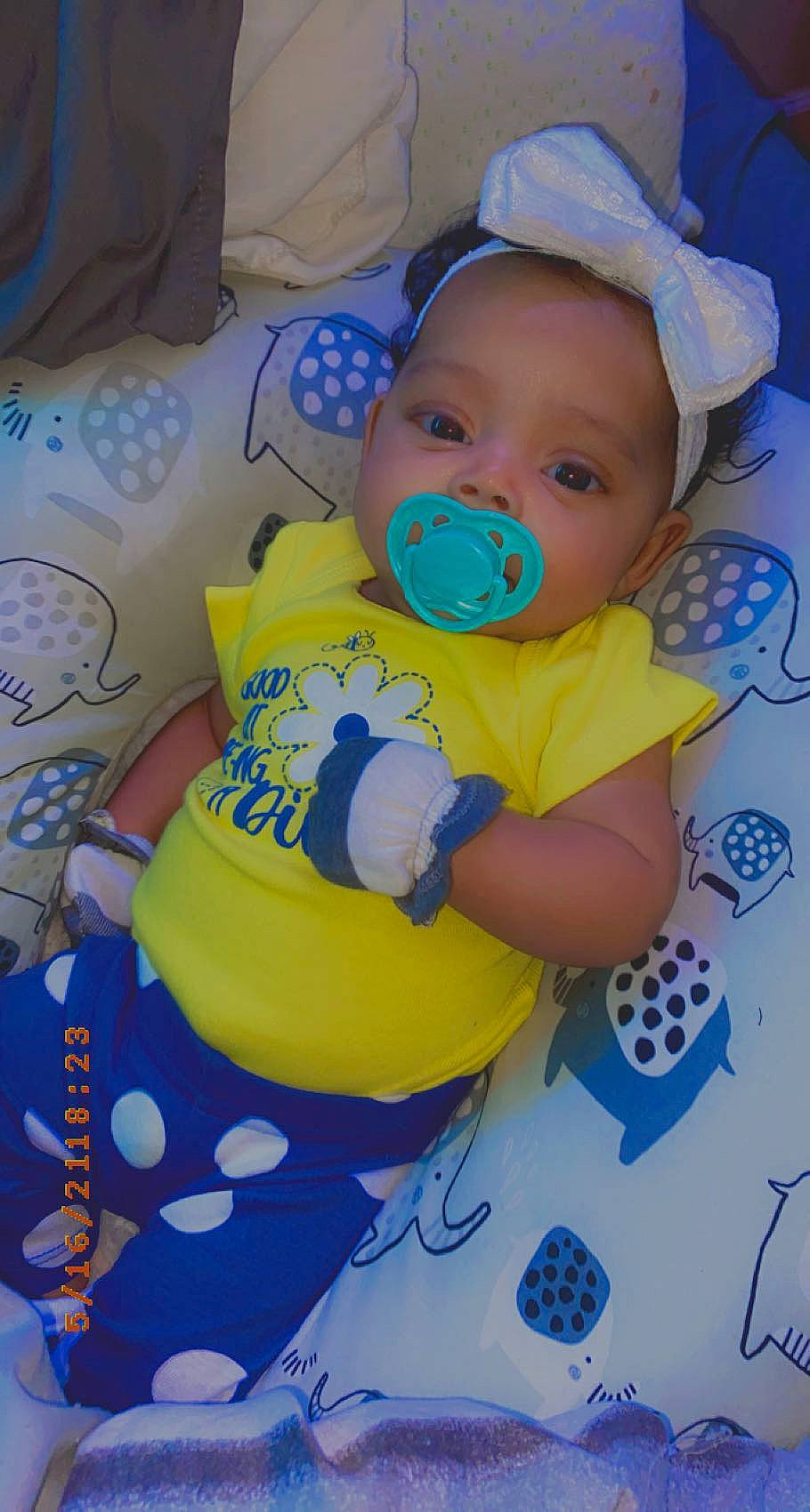 Ari joined the competition — help win amazing prizes! art, baby, baby_products, baby_toddler_clothing, blue, cheek, child, circle, electric_blue, face, fun, happy, head, headgear, linens, pattern, person, sitting, skin, textile