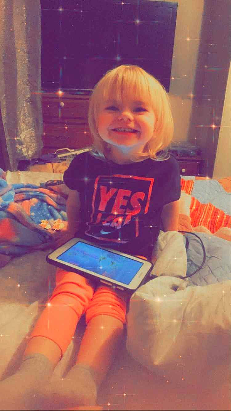 Addison joined the competition — help win amazing prizes! baby, baby_toddler_clothing, child, electric_blue, eye, face, facial_expression, fun, happy, head, human, human_leg, joy, lap, people, person, product, sitting, smile, t_shirt