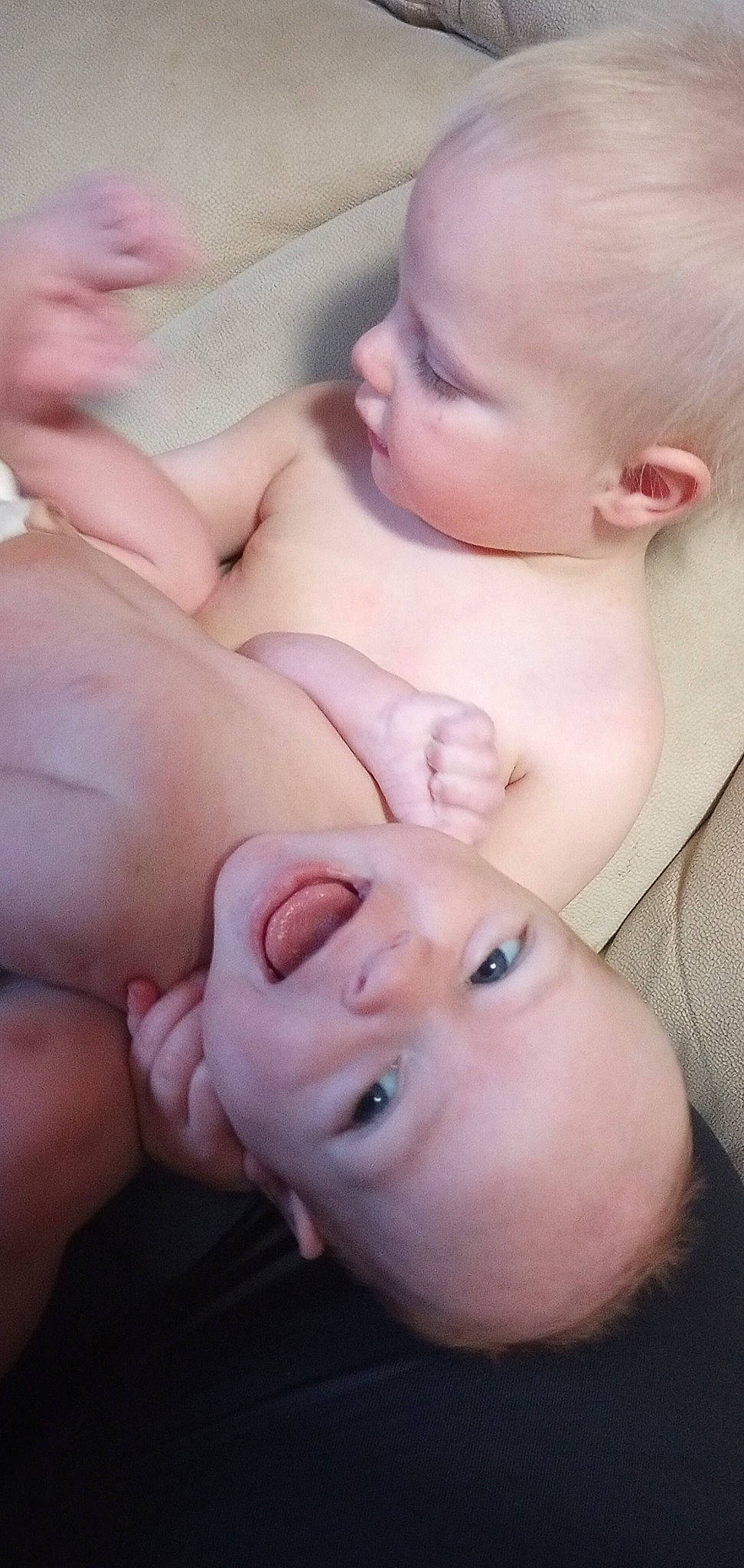 Weston Hank is registered to the contest to win money with this photo: baby, cheek, chin, ear, eye, eyebrow, eyelash, finger, gesture, happy, head, iris, lip, mouth, muscle, neck, nose, person, skin, stomach