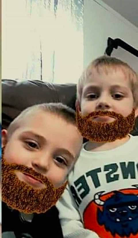 Waylon And Willie is registered to the contest to win money with this photo: beard, chin, facial_hair, fun, hair, hairstyle, head, moustache, mouth, person, product, selfie, smile