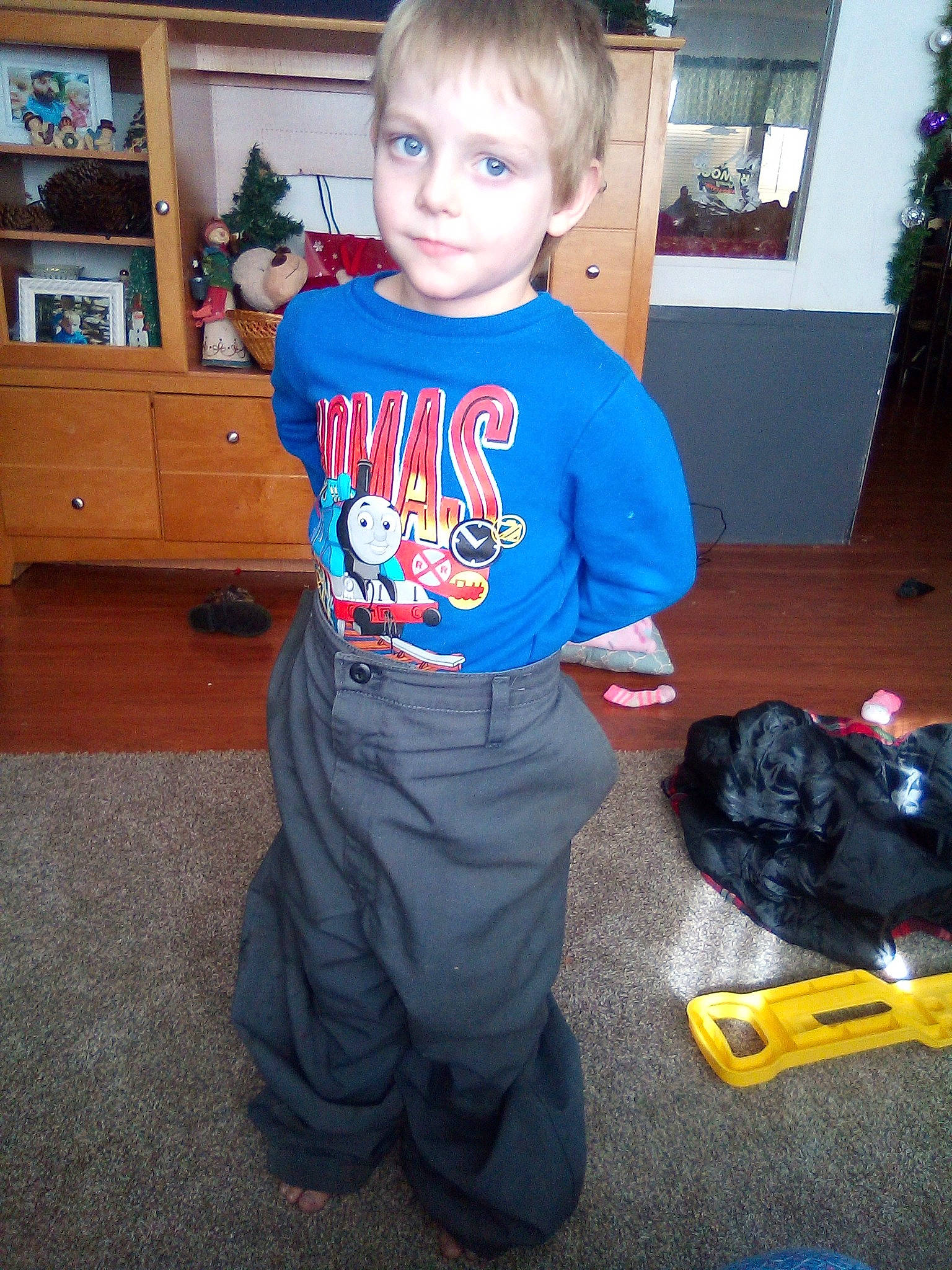 Waylon joined the competition — help win amazing prizes! blue, child, clothing, cool, costume, day, fun, jeans, outerwear, person, product, smile, standing, t_shirt, textile, toddler