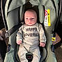 Louis participe au concours pour gagner de l'argent avec cette photo : baby, infant, car_seat, clothing, socks, face, person, seatbelt, green, plush_toy, sunlight, cozy, cute, child, newborn, sitting, indoors, soft, casual, portrait