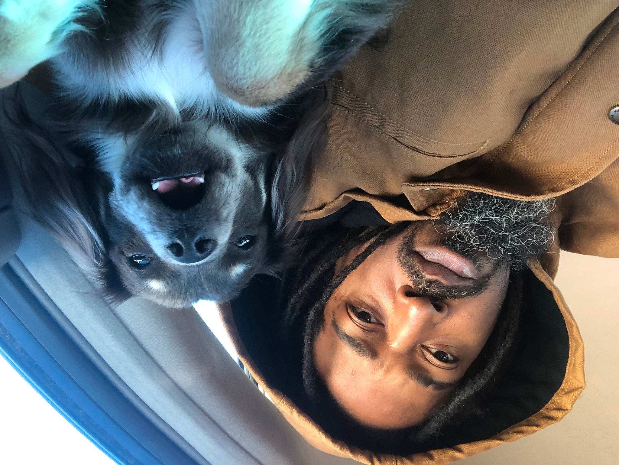 Moni is registered to the contest to win money with this photo: black_hair, companion_dog, cool, dog_breed, eye, eyebrow, eyelash, eyewear, facial_expression, flash_photography, gesture, happy, headgear, iris, jaw, long_hair, mouth, snout, vehicle_door, window
