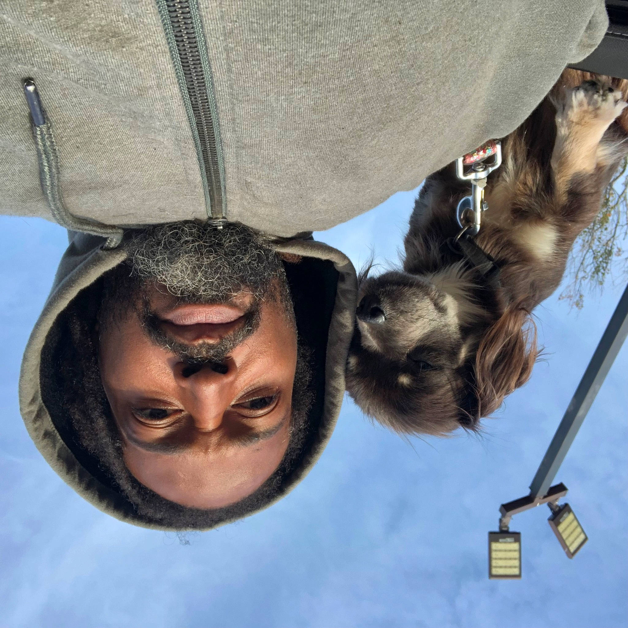 Moni is registered to the contest to win money with this photo: adventure, eyewear, fashion_accessory, fun, hair, happy, head, leisure, recreation, rope, sky, sport_climbing, swing, tree, winter