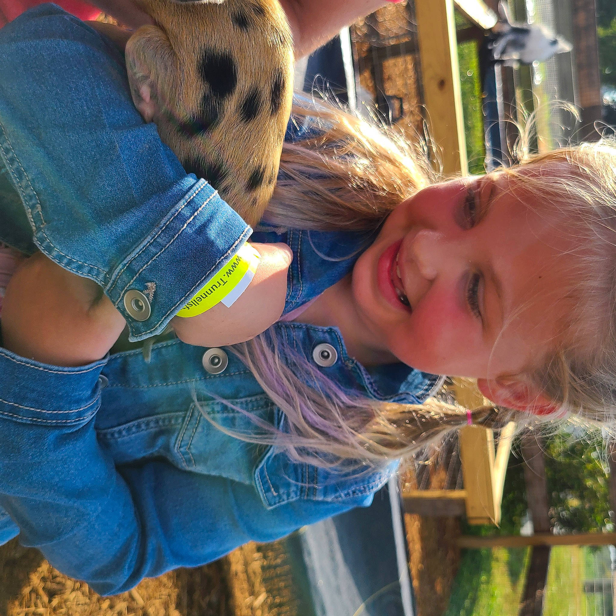 Haley joined the competition — help win amazing prizes! blond, blue, brown_hair, child, denim, fun, grass, happy, joy, leisure, light, people_in_nature, person, photograph, play, recreation, sitting, smile, snapshot, toddler