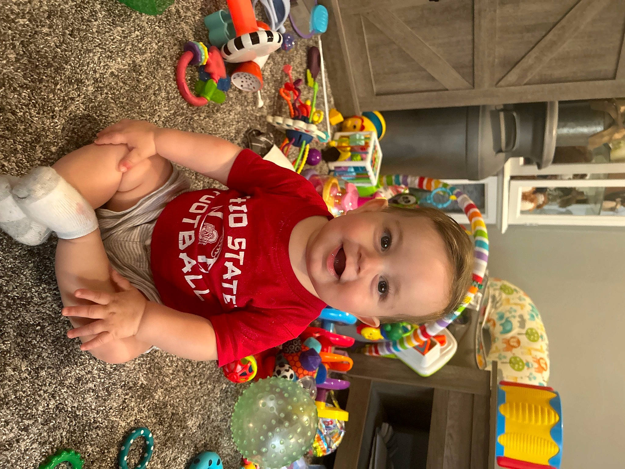 Brody joined the competition — help win amazing prizes! adaptation, baby, child, event, fun, happy, joy, leisure, party, person, play, room, shorts, smile, t_shirt, thigh, toddler, toy, tree, vacation