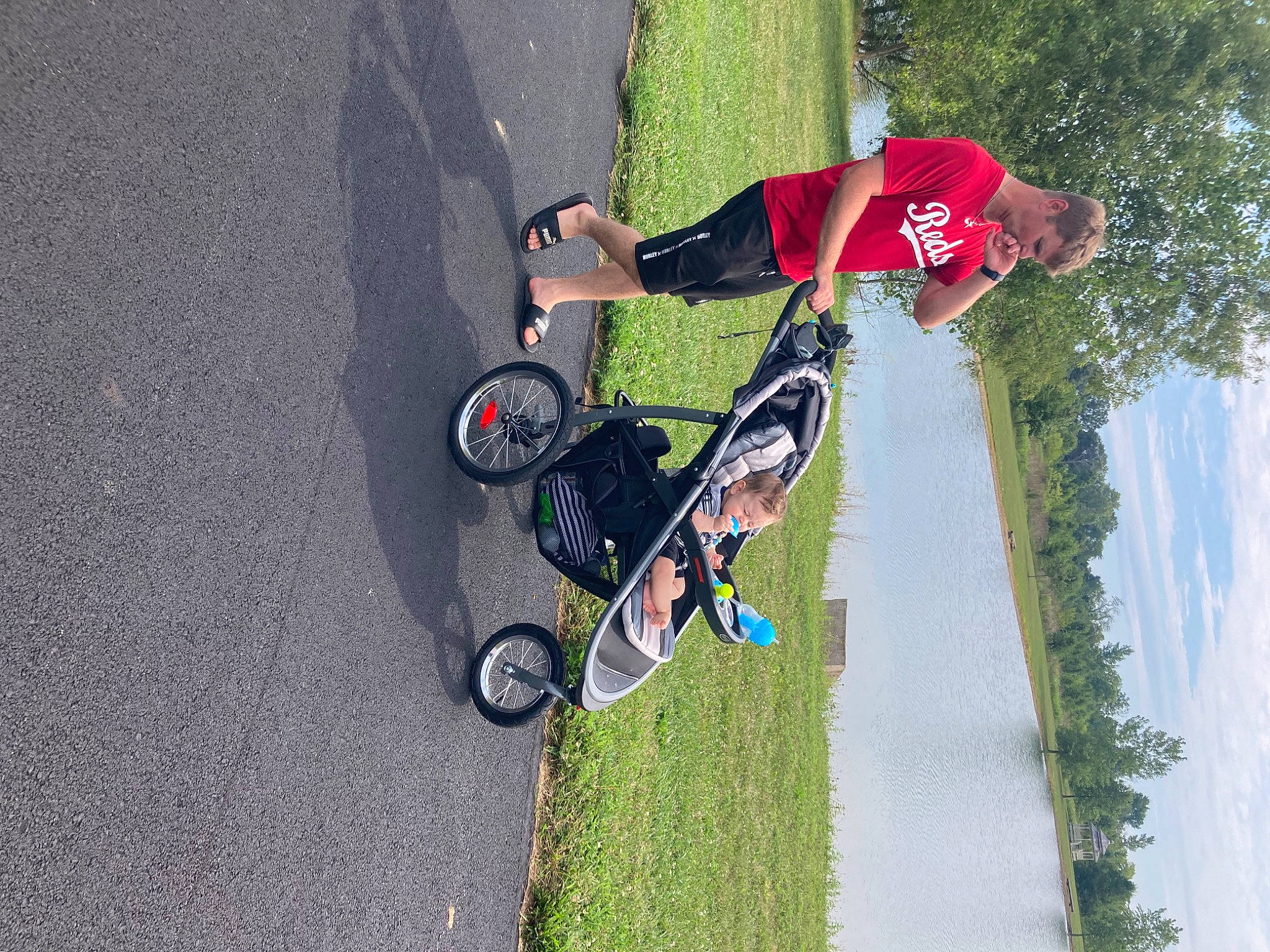 Brody joined the competition — help win amazing prizes! asphalt, automotive_tire, bicycle, bicycle_accessory, bicycle_frame, bicycle_handlebar, bicycle_tire, bicycle_wheel, cycling, helmet, motor_vehicle, person, plant, recreation, rolling, sky, sports_equipment, tire, tree, vehicle