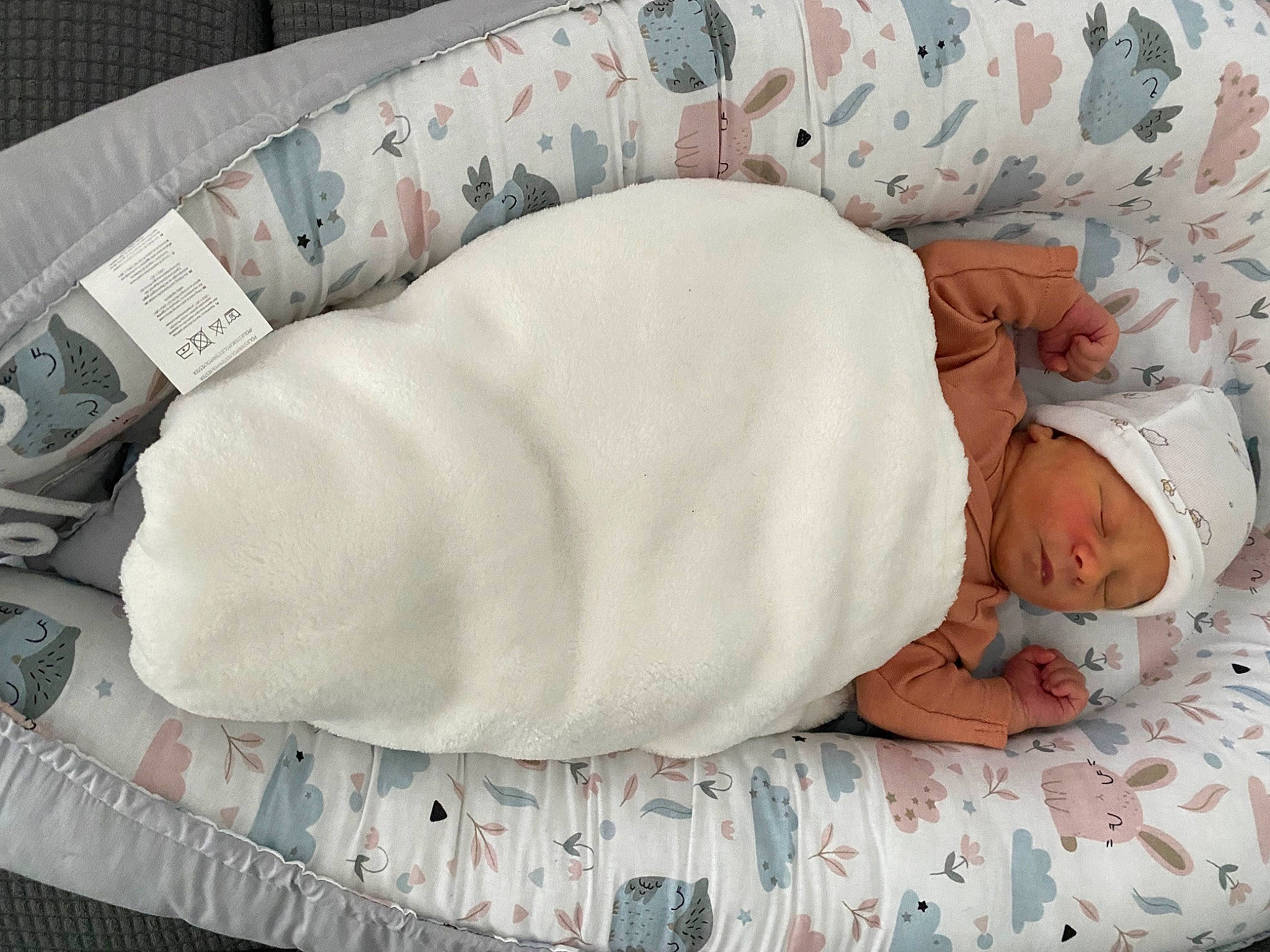 Gianni participe au concours pour gagner de l'argent avec cette photo : baby, baby_products, baby_safety, baby_sleeping, baby_toddler_clothing, bed_sheet, bedding, bedtime, blanket, child, comfort, headwear, infant_bed, linens, nap, pattern, person, room, sleep, sleeve