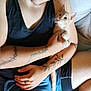 Vanilla Ice joined the competition — help win amazing prizes! animal, casual_clothing, cat, comfort, couch, cozy, cute, happy, human, indoor, kitten, light, man, pet, relaxing, resting, shorts, smiling, tank_top, tattoo