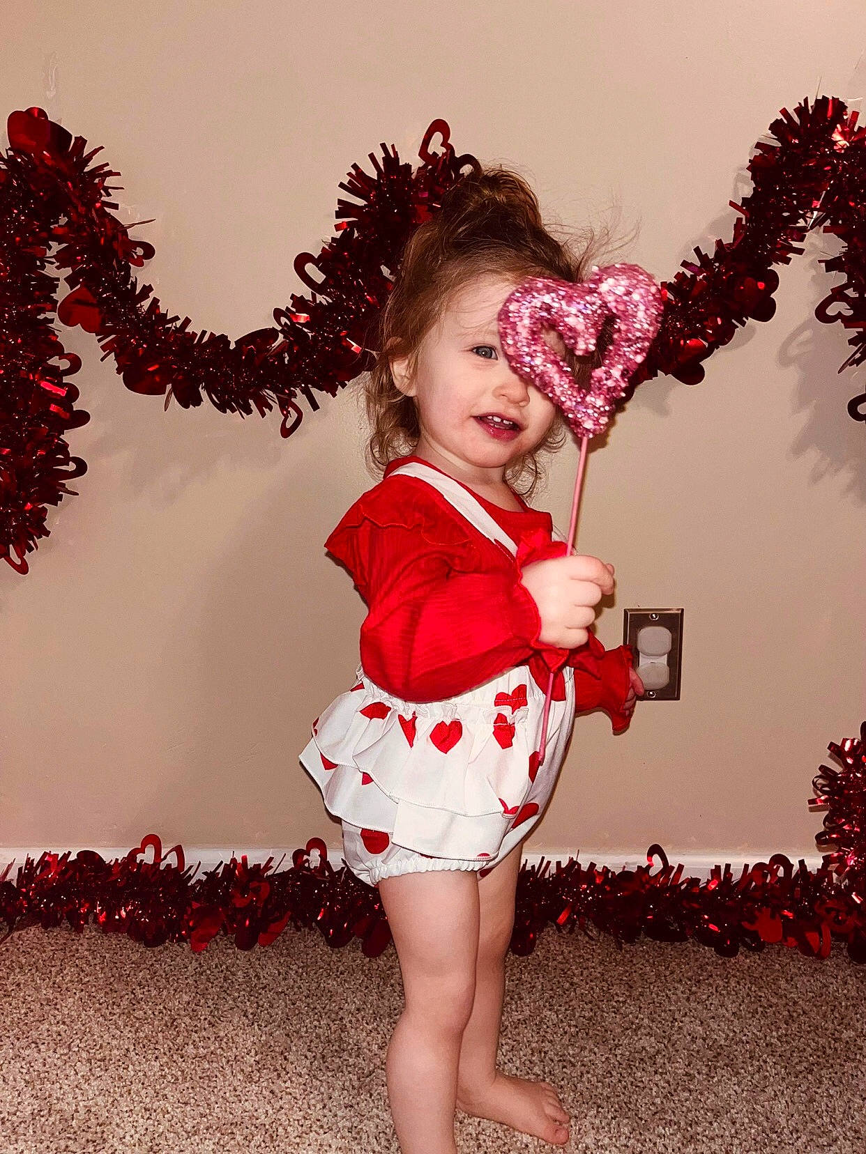 Vanessa joined the competition — help win amazing prizes! baby_toddler_clothing, day_dress, embellishment, event, fashion_accessory, fashion_design, fun, hair, happy, head, headpiece, magenta, pattern, person, petal, pink, plant, red, sleeve, twig